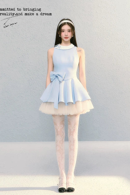 pastel ribbon peplum ballet dress DL1508