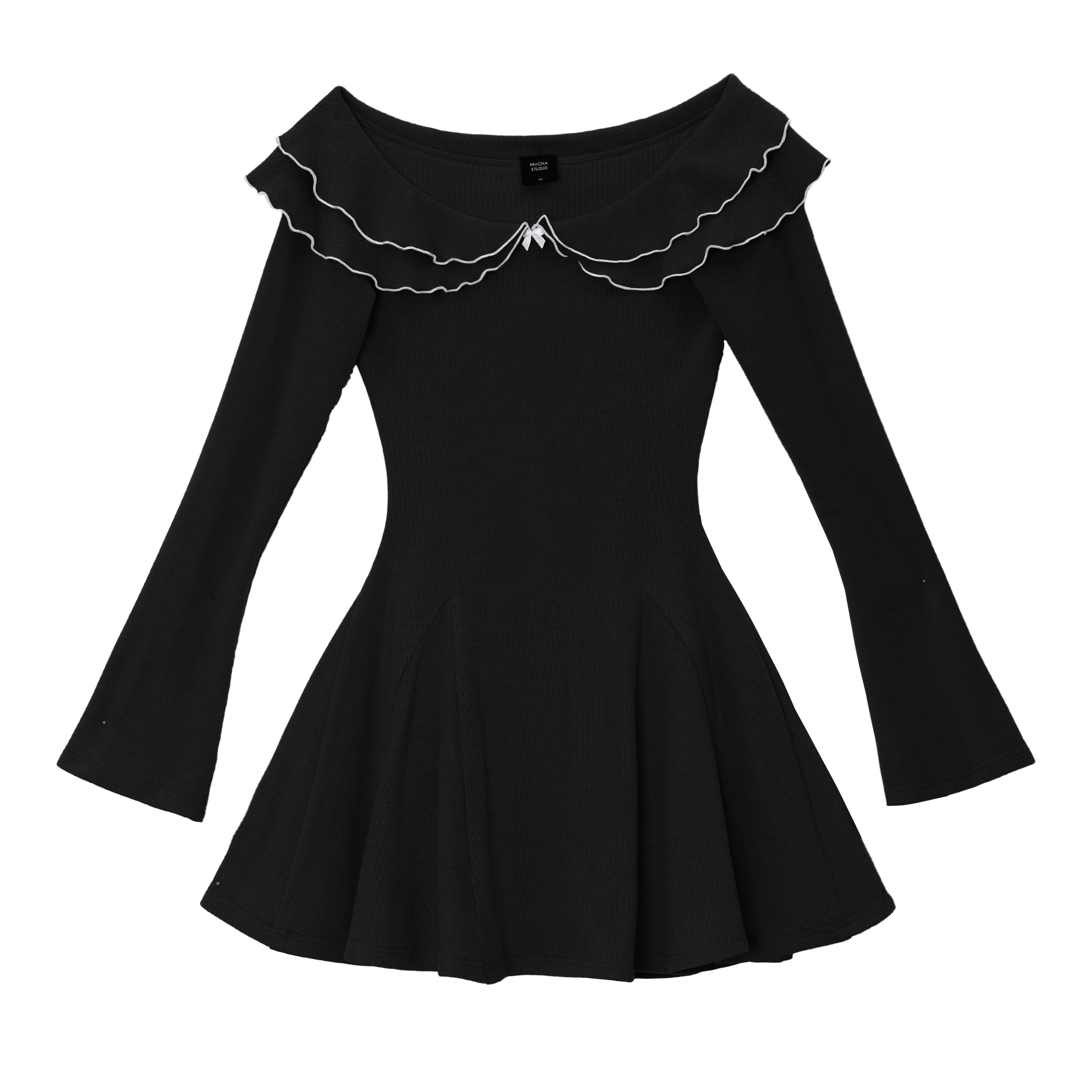 ruffle collar ribbon one-piece DL1452
