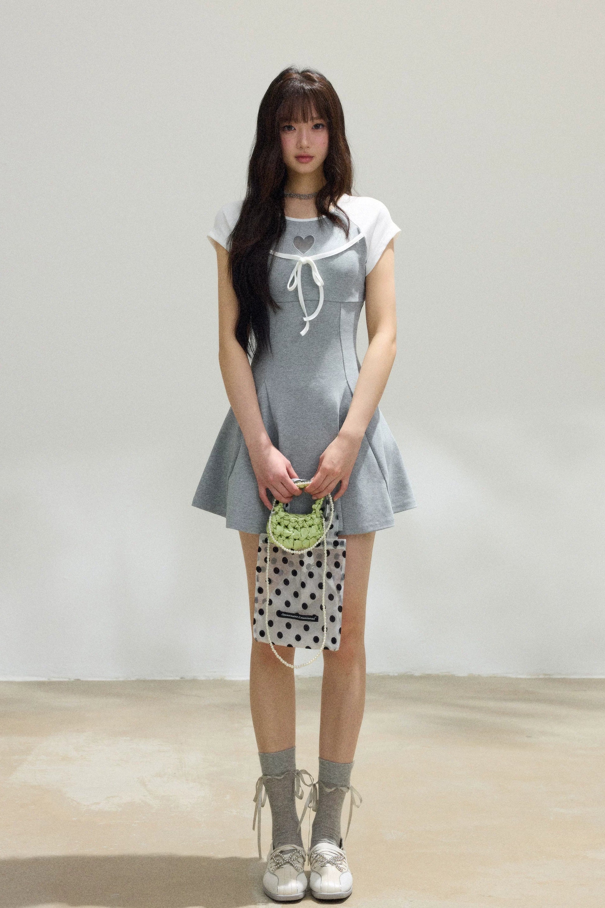 heart ribbon fit flare mini one-piece DL1525