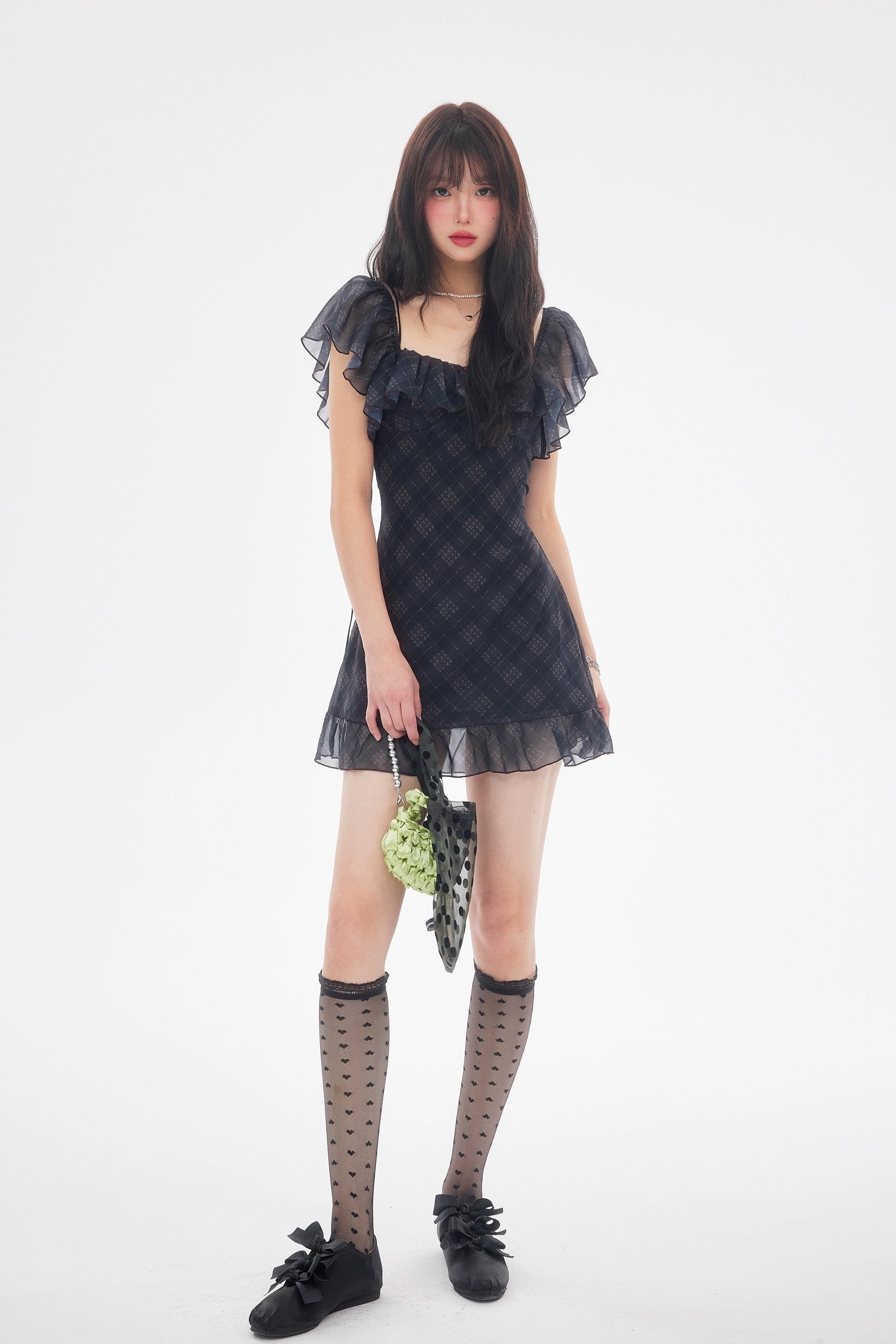 see-through check mini one-piece DL1413