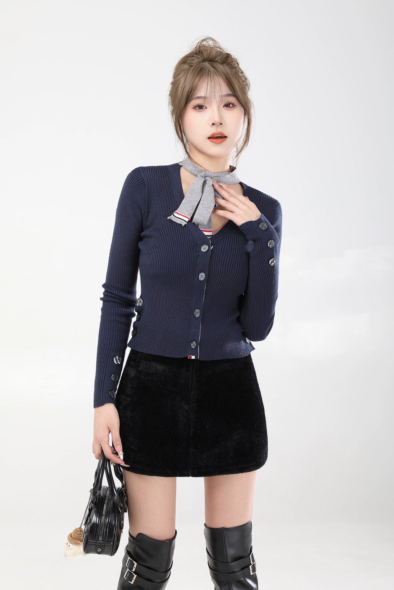 ribbon tie knit cardigan DL1464