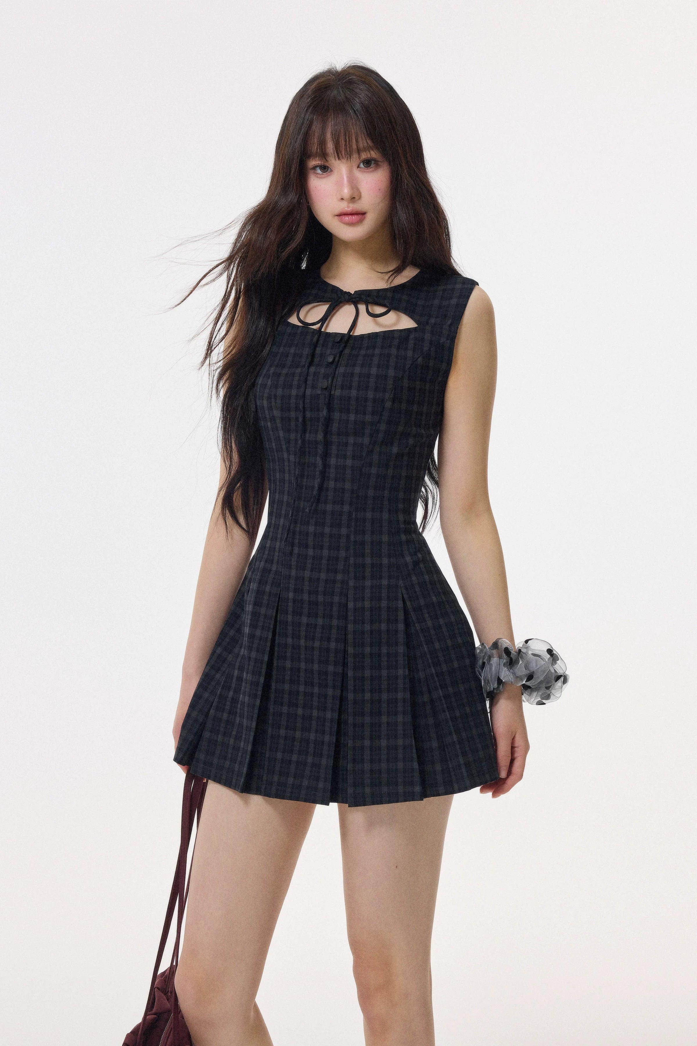 plaid ribbon mini one-piece DL1505