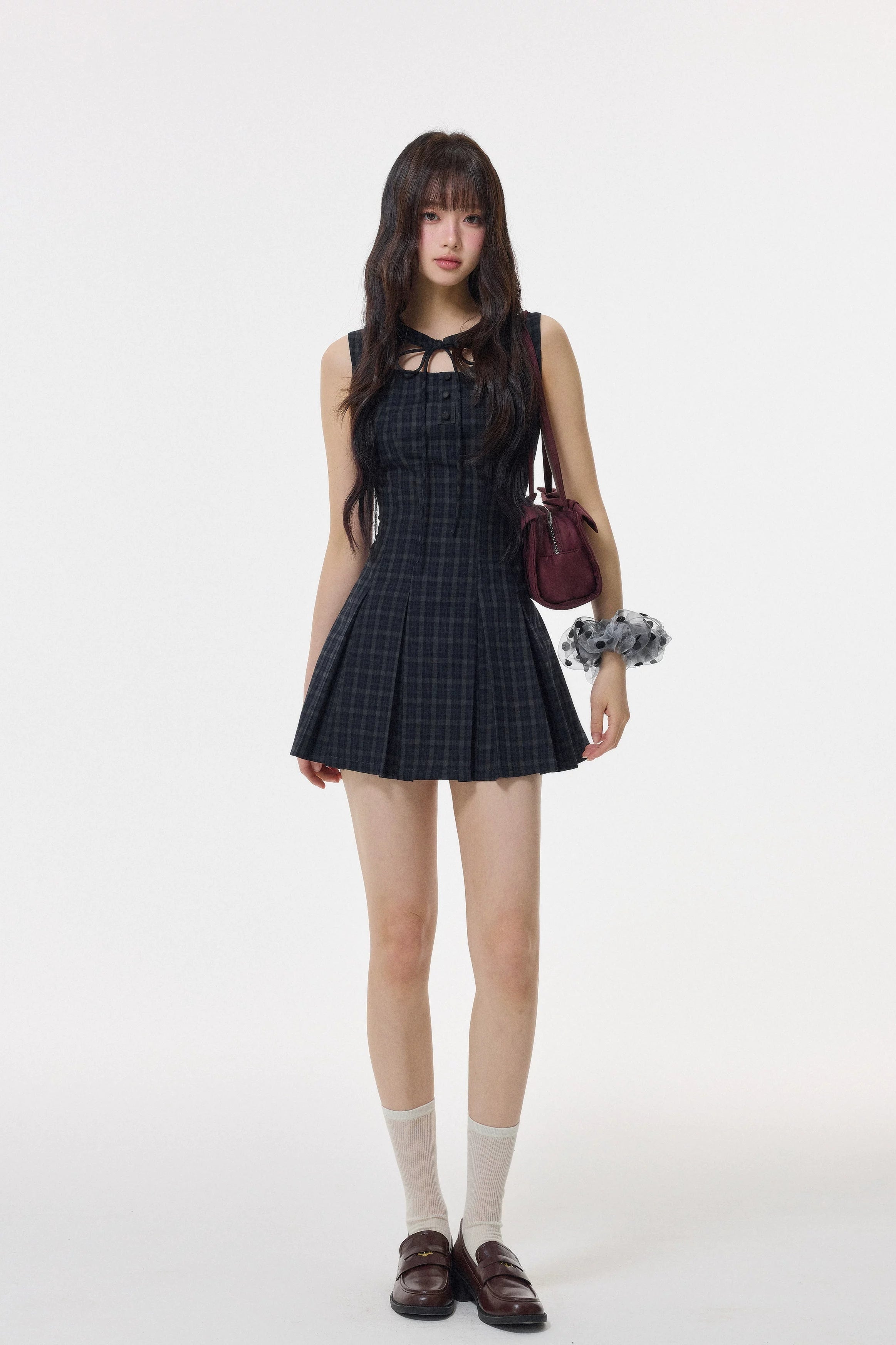 plaid ribbon mini one-piece DL1505