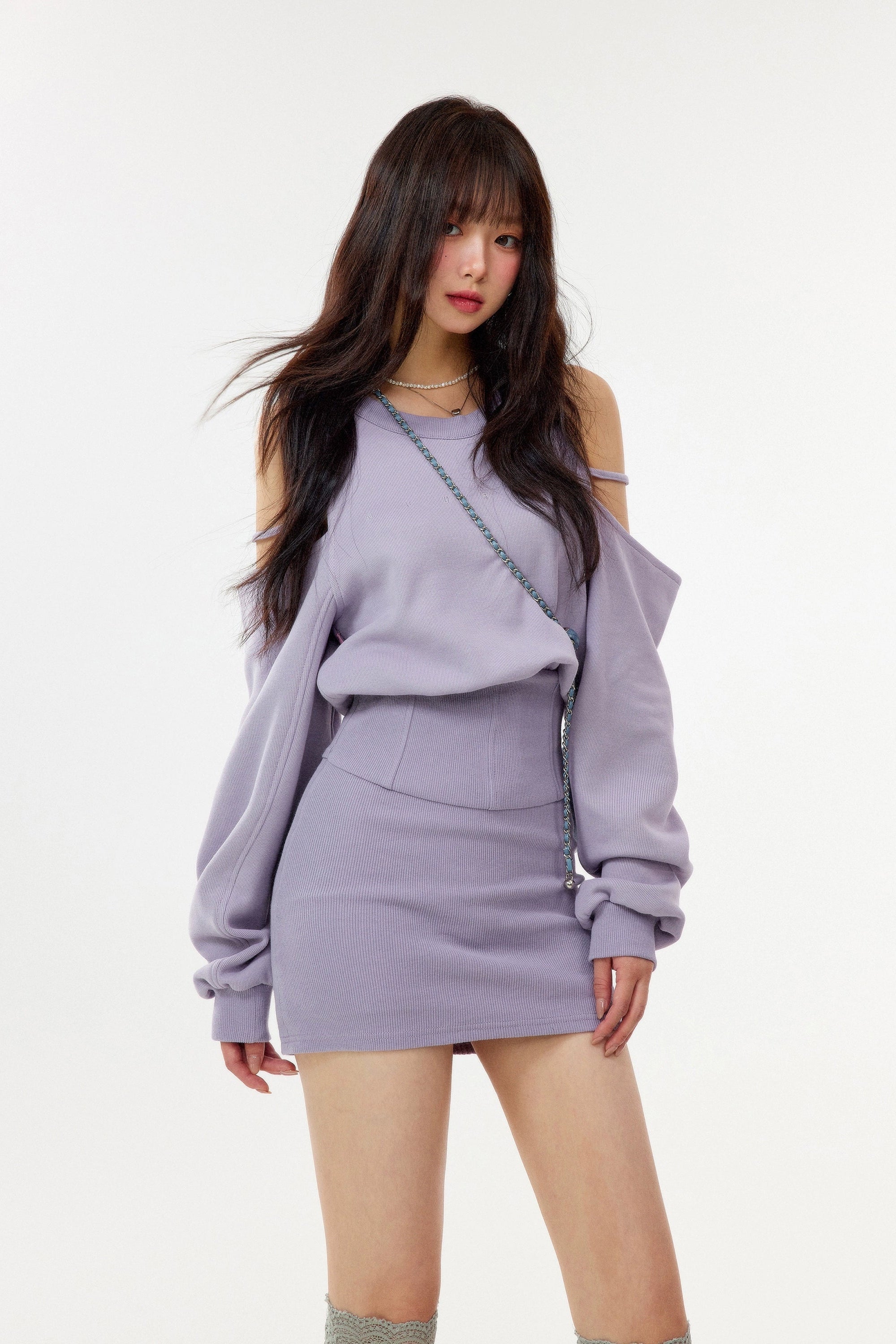romantic shoulder cut one-piece DL1451