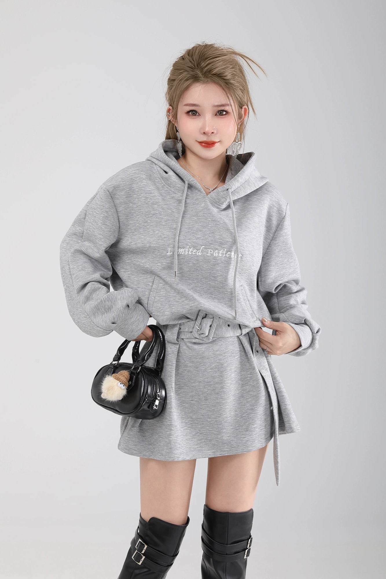 belted hoodie one-piece DL1462