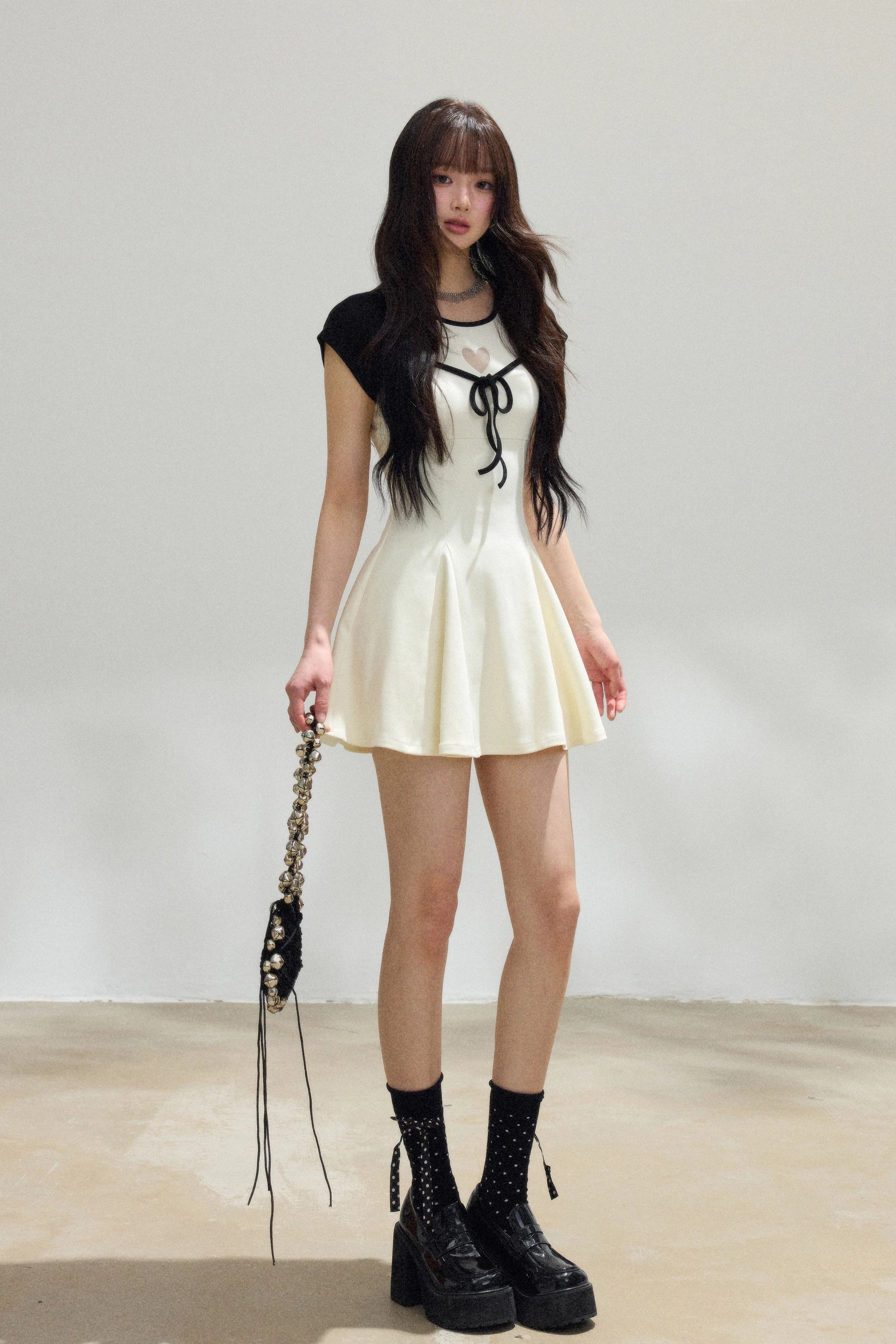 heart ribbon fit flare mini one-piece DL1525