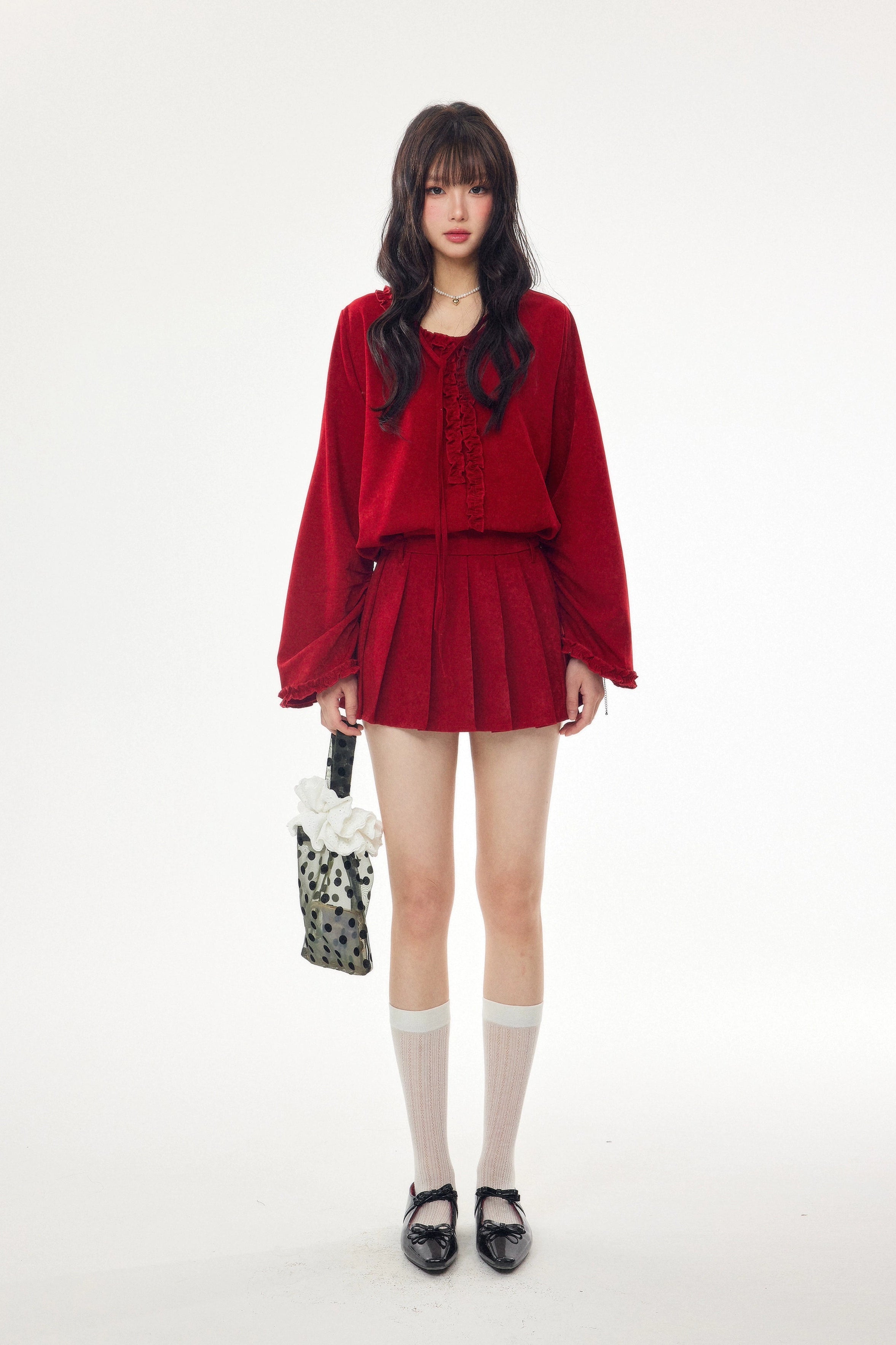 velour frill shirt one-piece DL1442