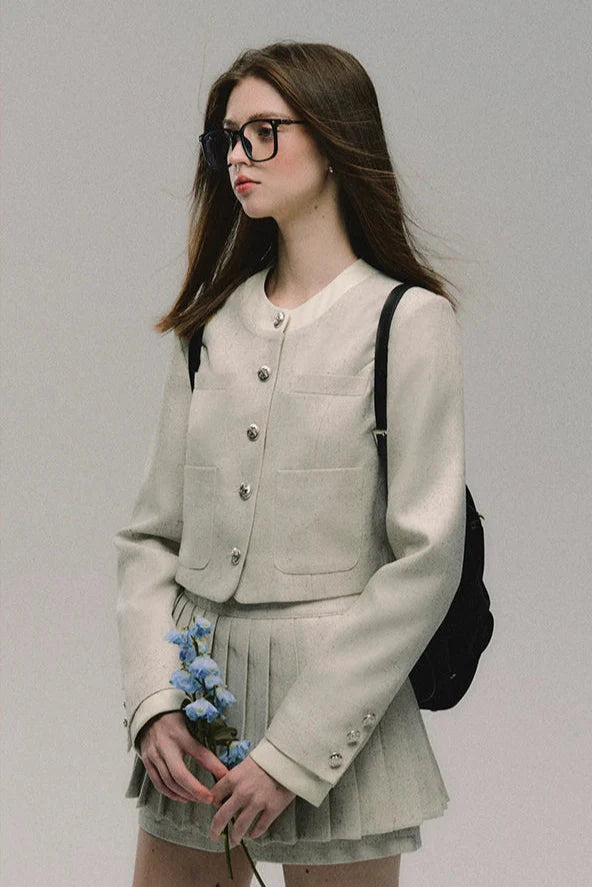 no collar gray tailored jacket DL10064