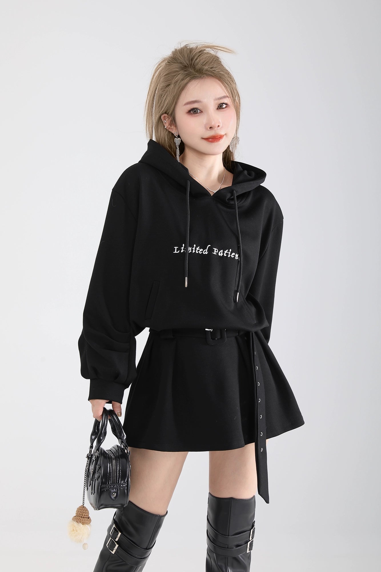 belted hoodie one-piece DL1462