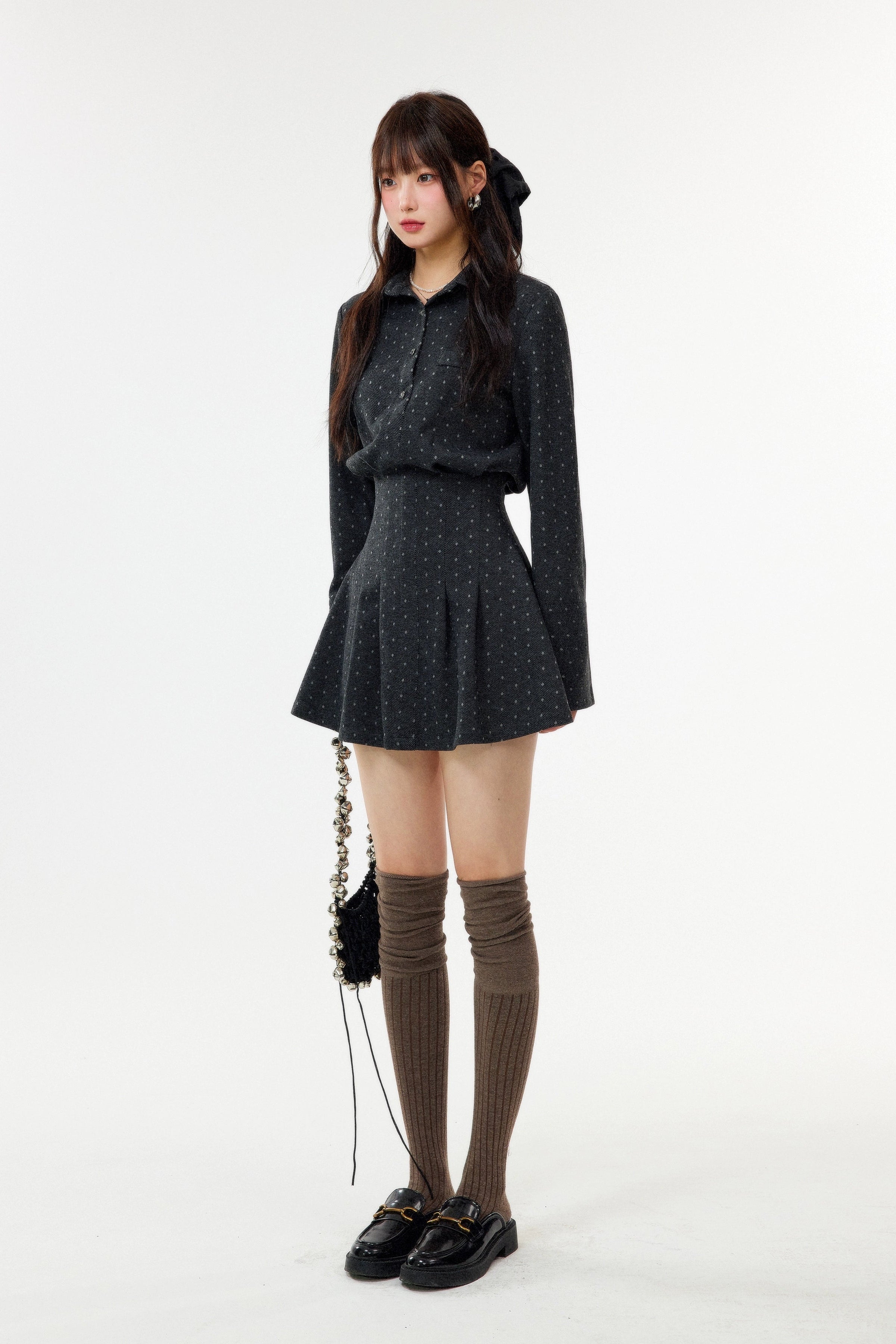 polka dot collar one-piece DL1449