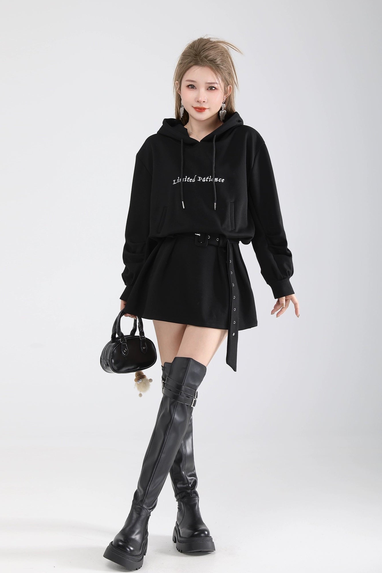 belted hoodie one-piece DL1462