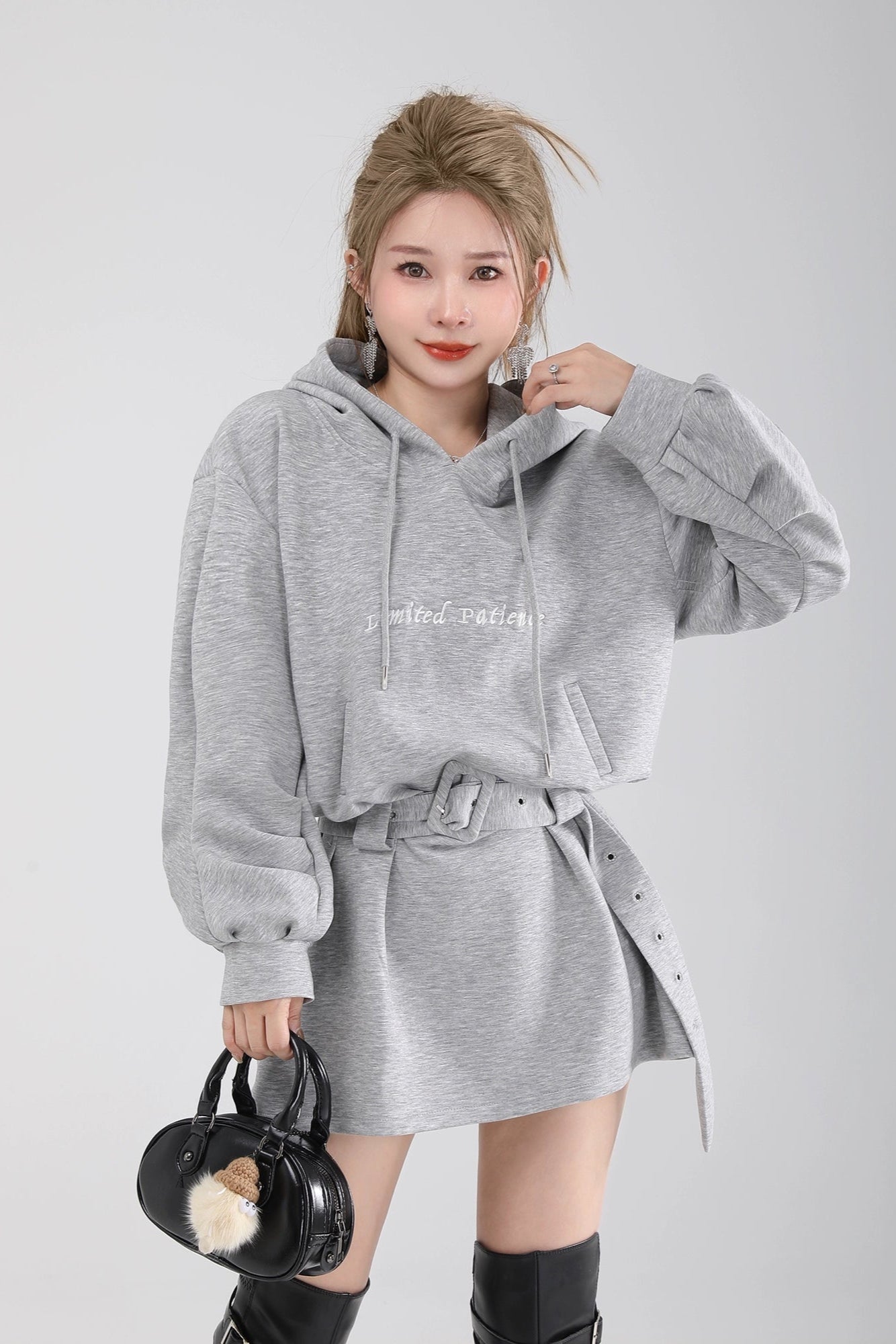 belted hoodie one-piece DL1462
