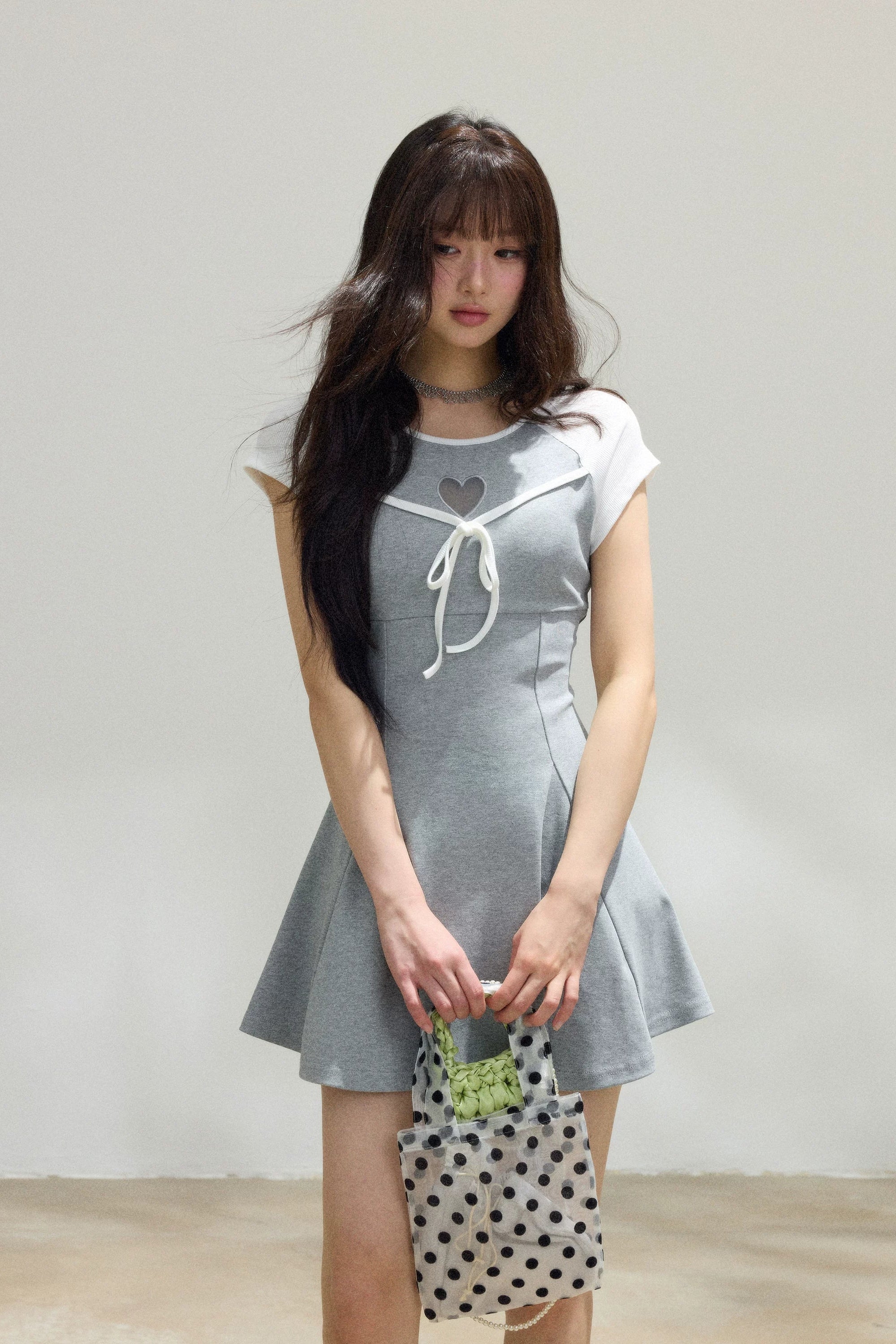 heart ribbon fit flare mini one-piece DL1525