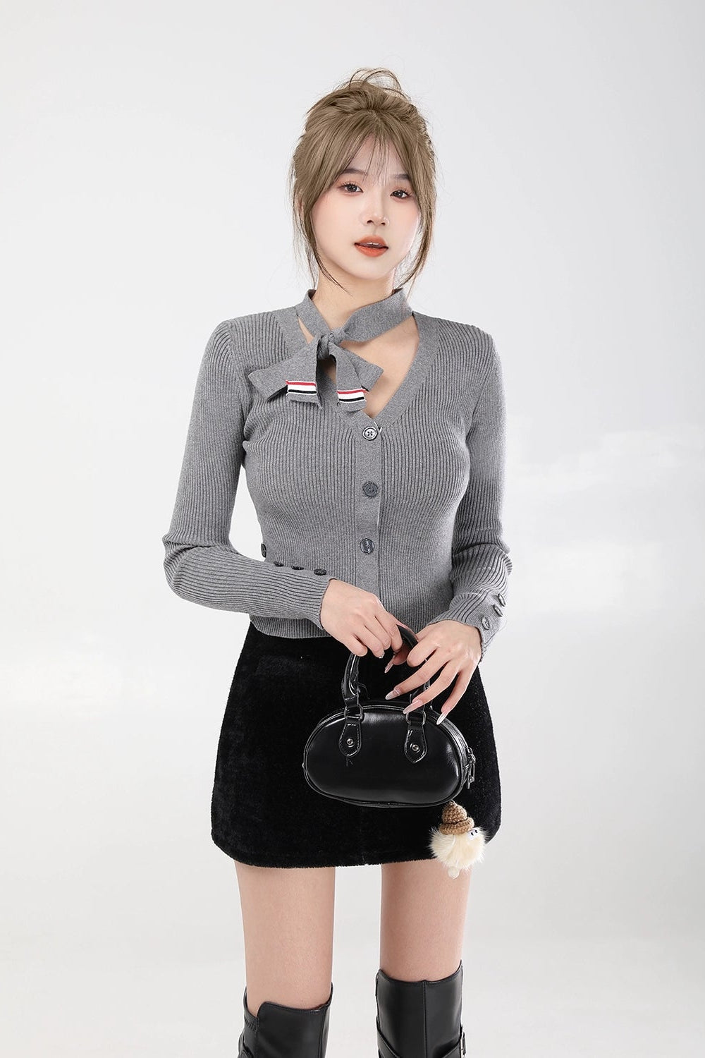 ribbon tie knit cardigan DL1464