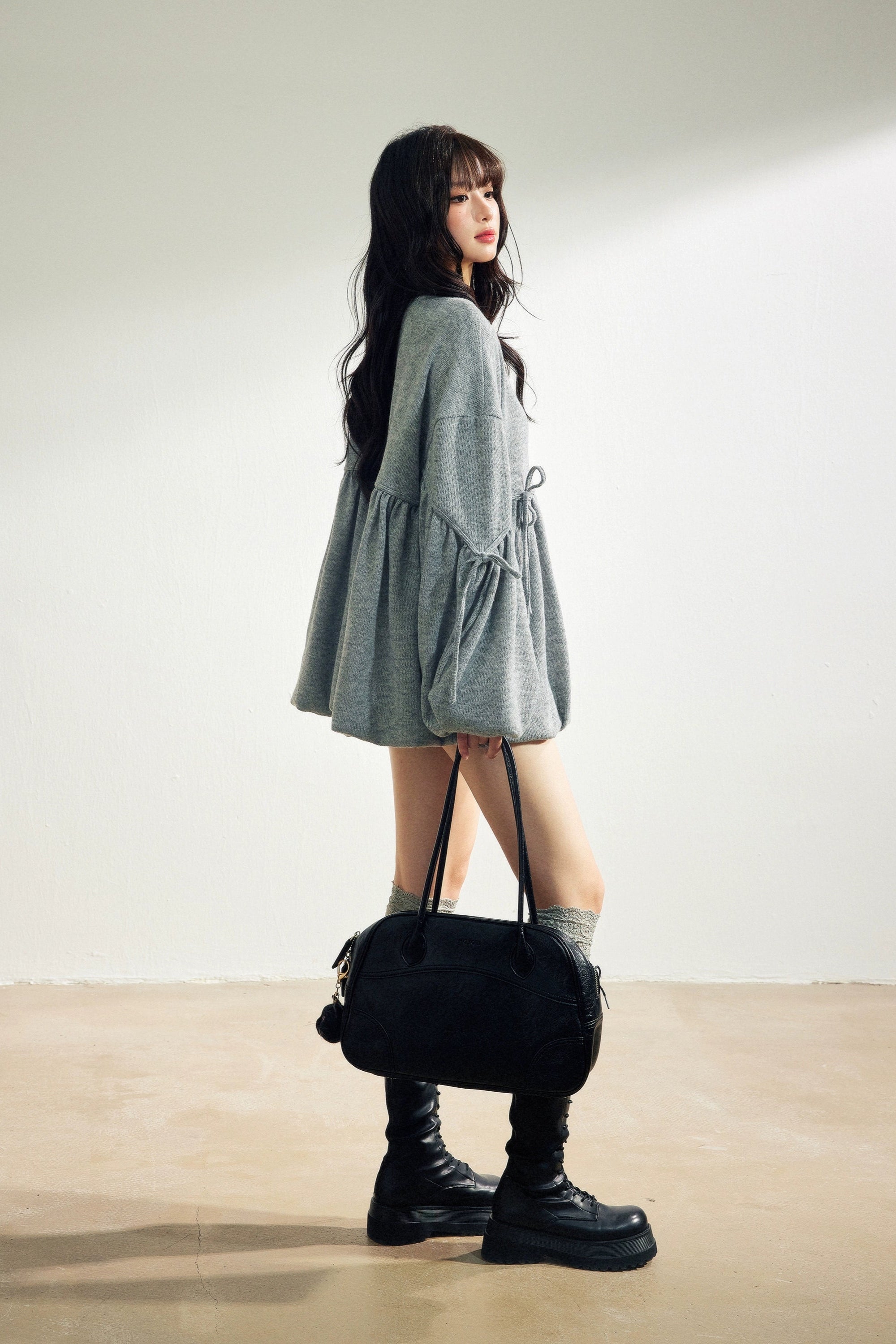 balloon hem sweat one-piece DL1447