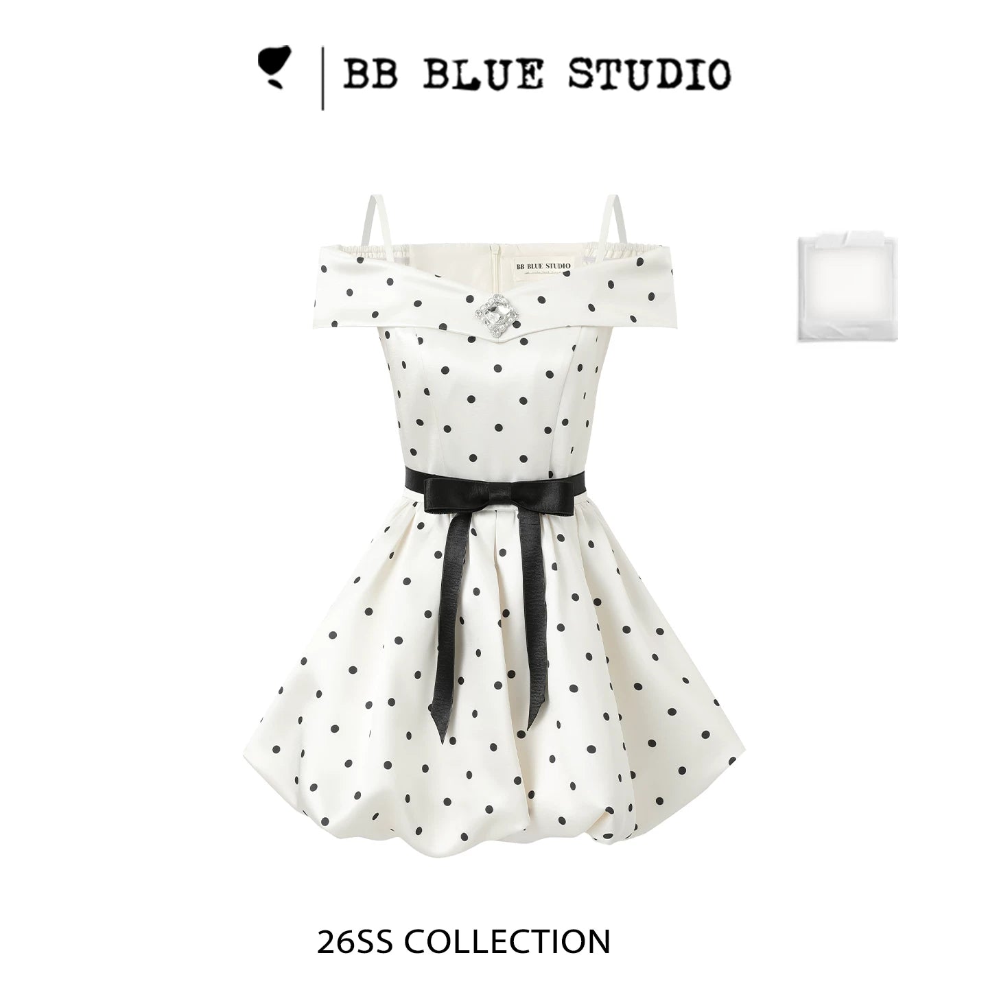 dot ribbon balloon mini dress DL1515