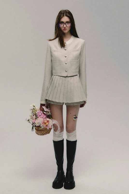 no collar gray tailored jacket DL10064