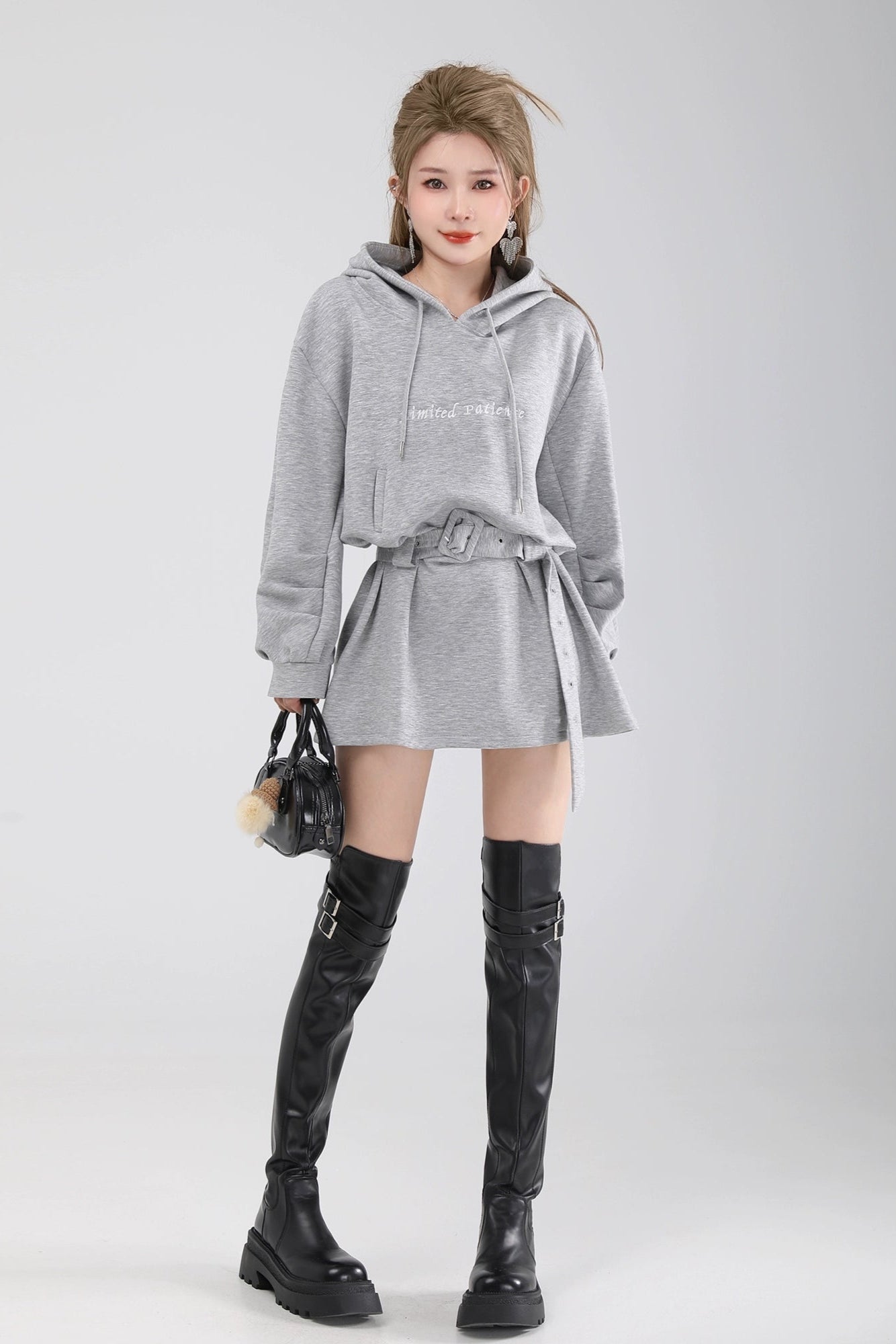 belted hoodie one-piece DL1462