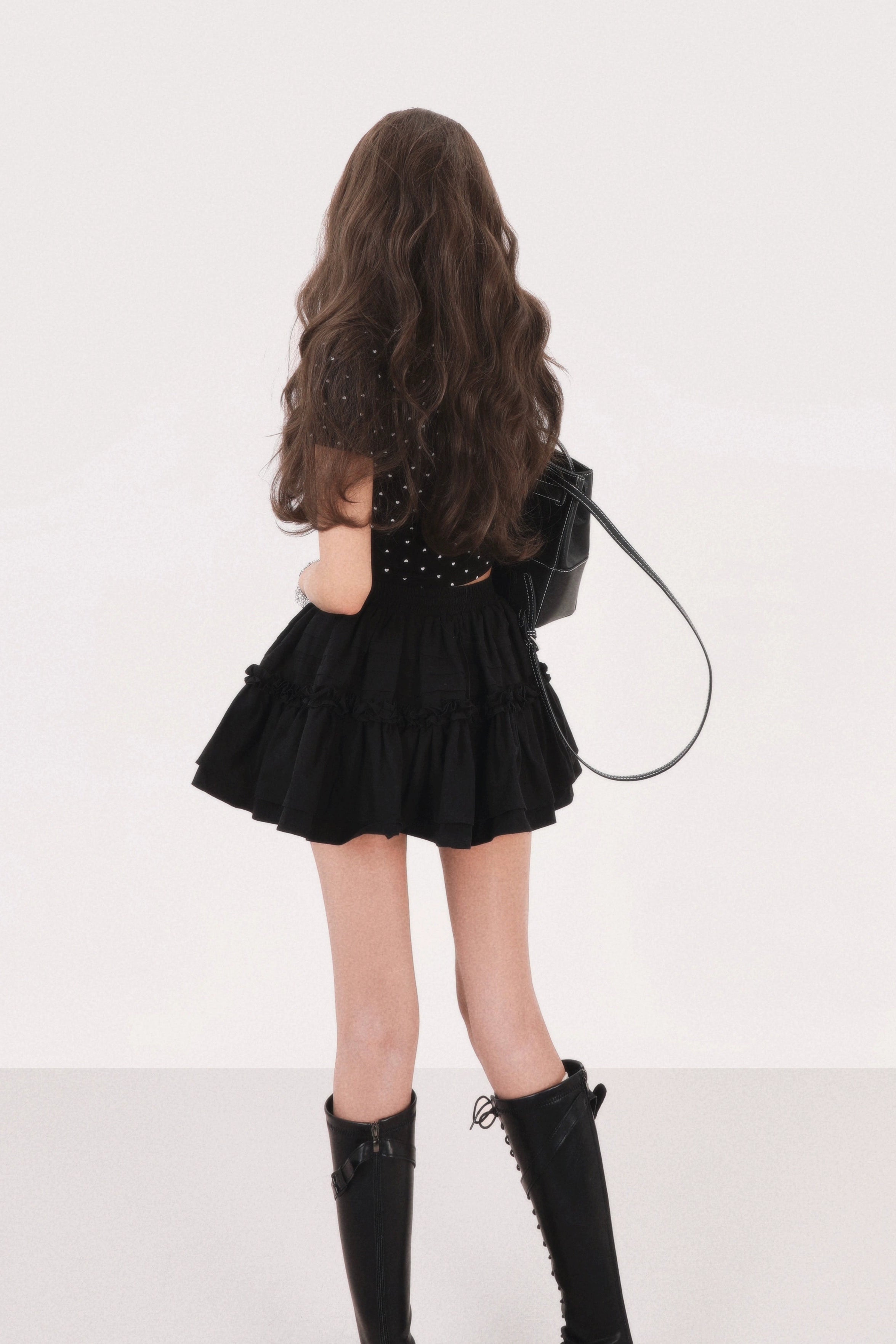 heart dot Ribbon open front tops DL1397