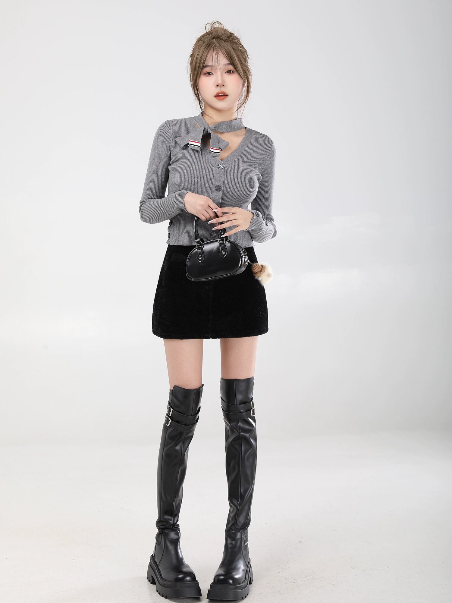 ribbon tie knit cardigan DL1464
