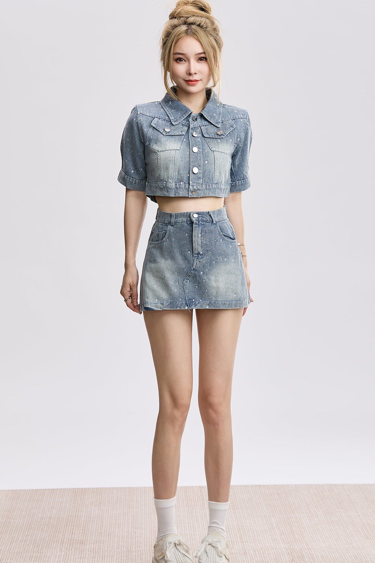 lame denim set-up DL1372