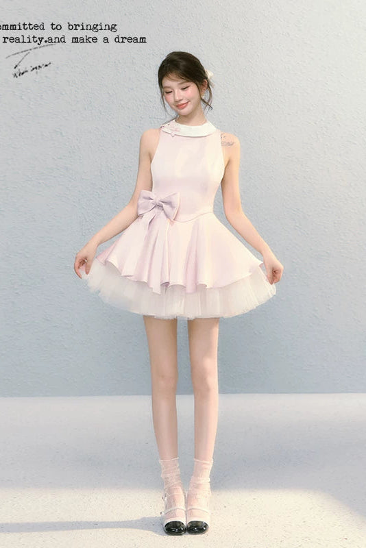 pastel ribbon peplum ballet dress DL1508