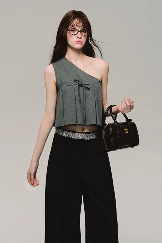 asymmetry gray tops DL10068