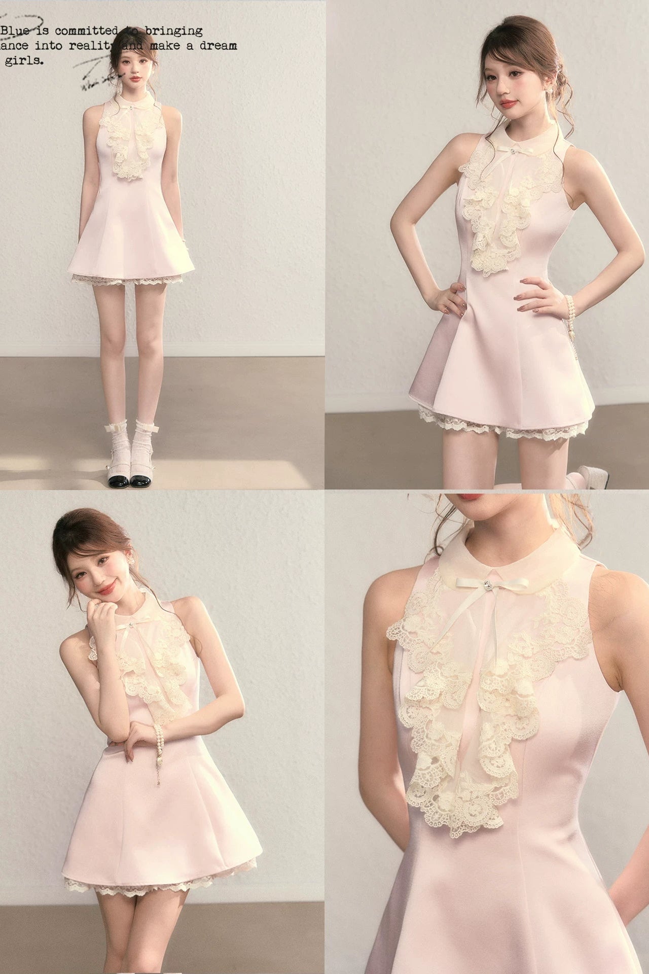lace collar a-line mini dress DL1512