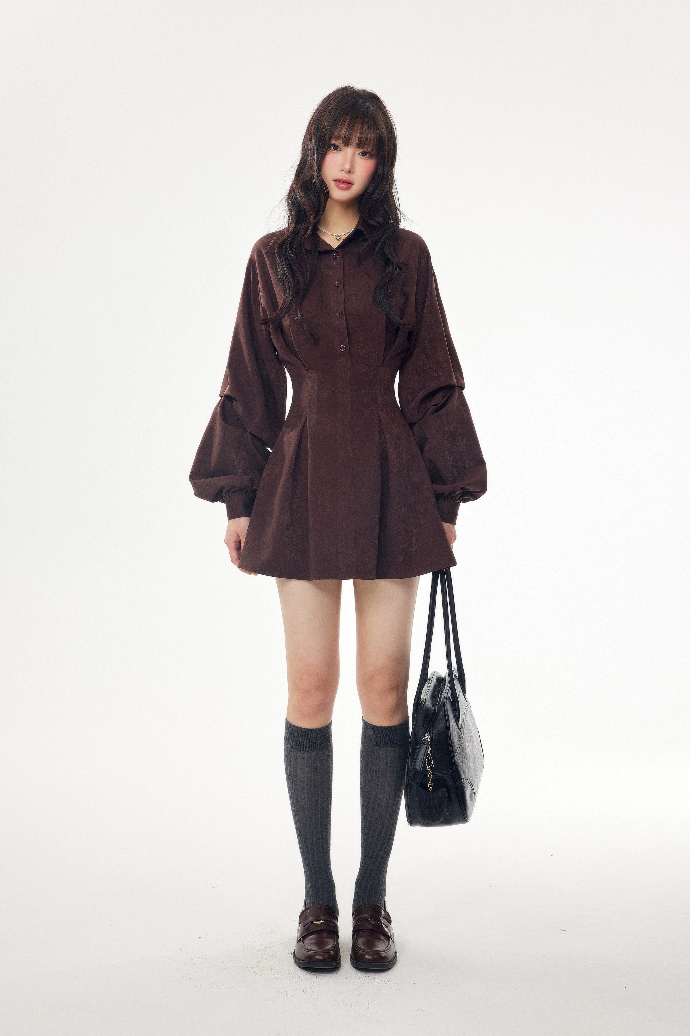 velour flare shirt one-piece DL1440