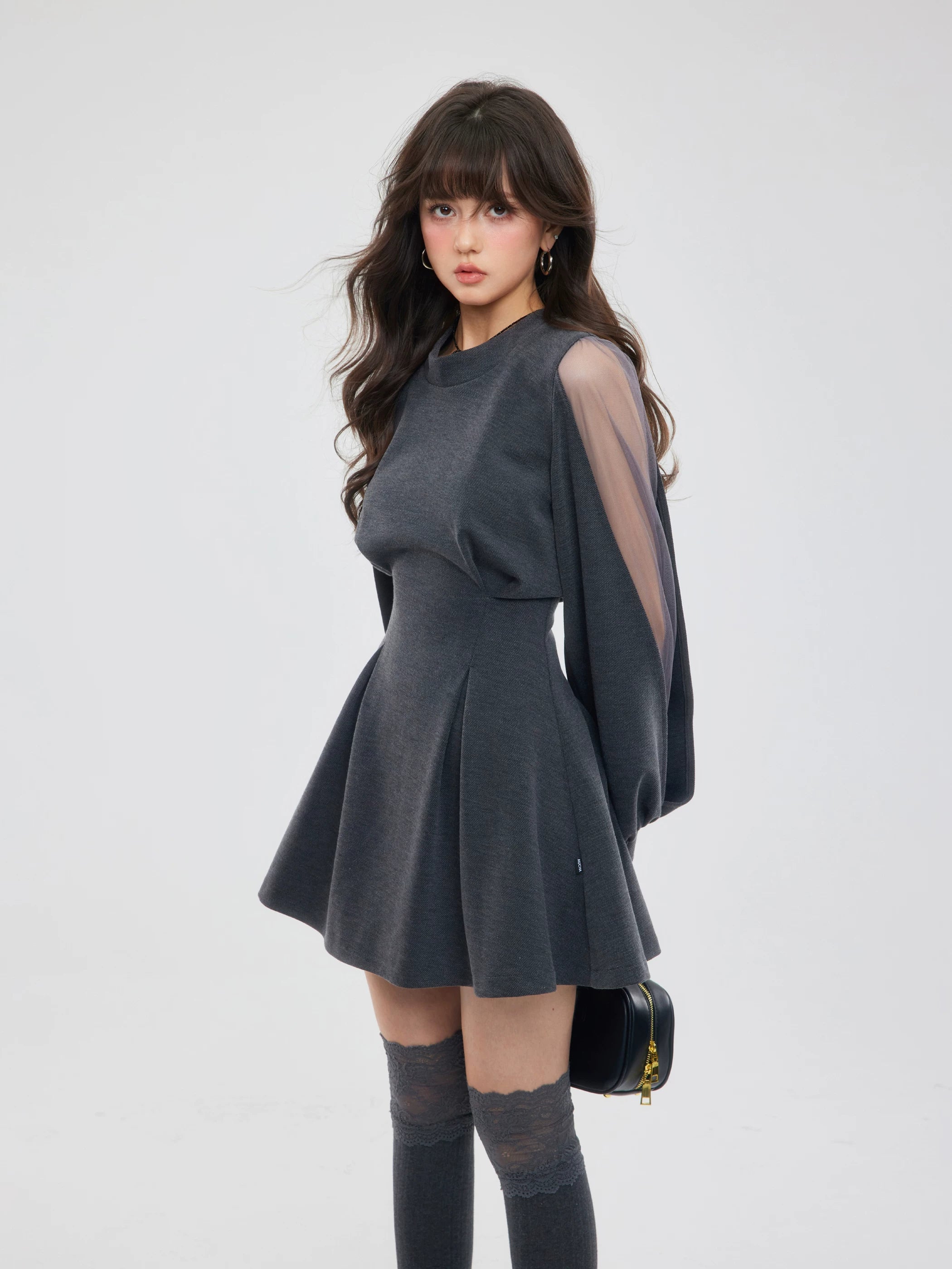 side see-through point one-piece DL1280
