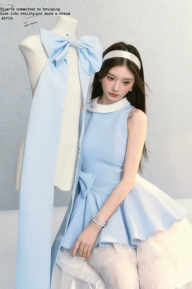 pastel ribbon peplum ballet dress DL1508