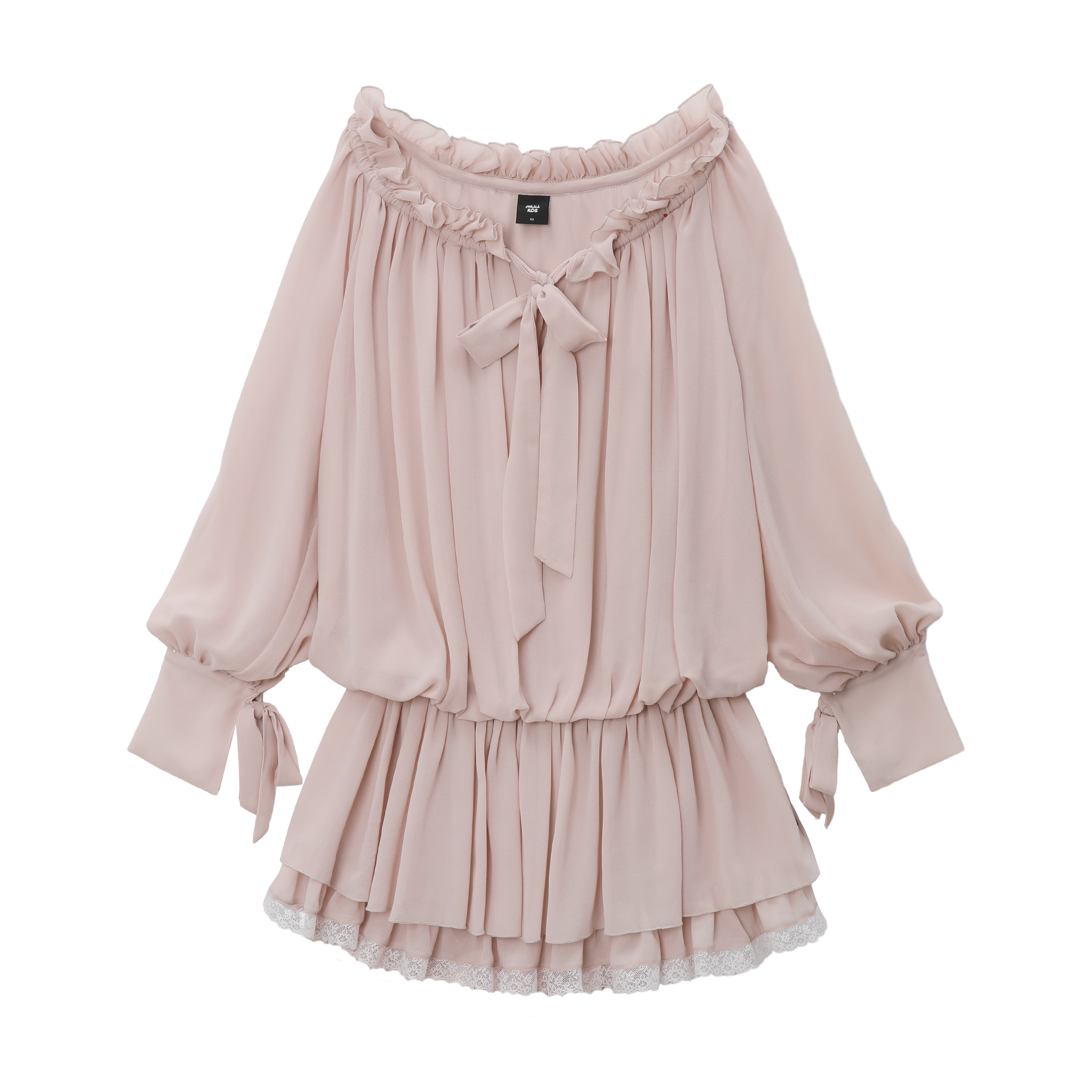 chiffon bow tie pleated mini one-piece DL1518