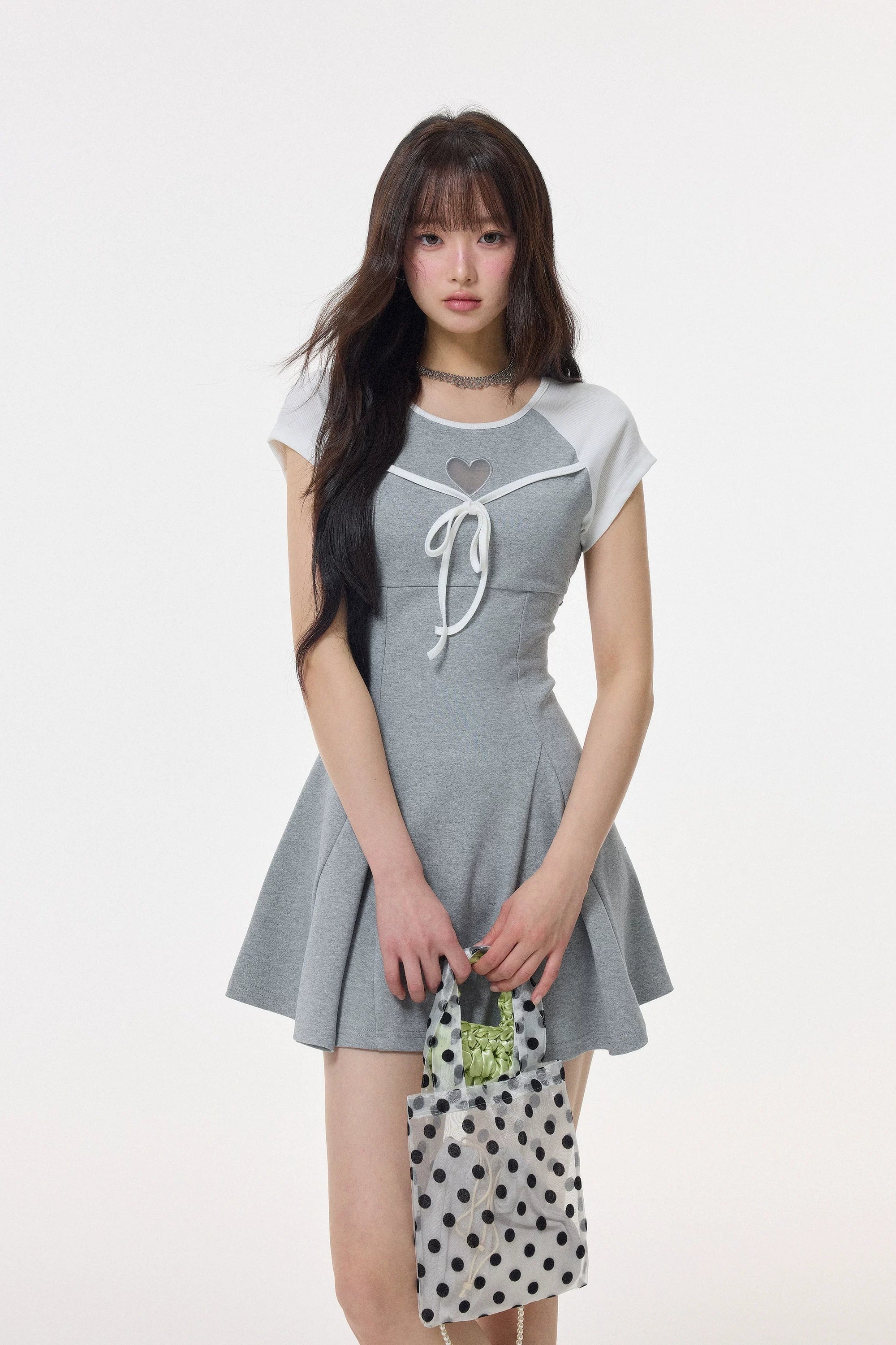 heart ribbon fit flare mini one-piece DL1525