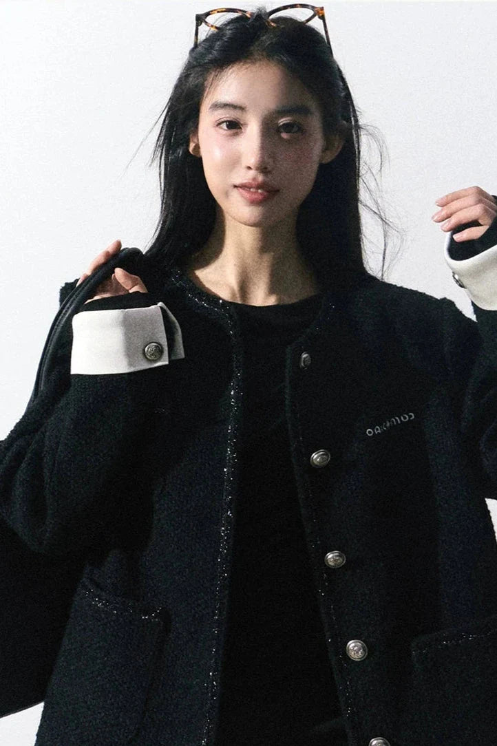 tweed line point black jacket DL10035
