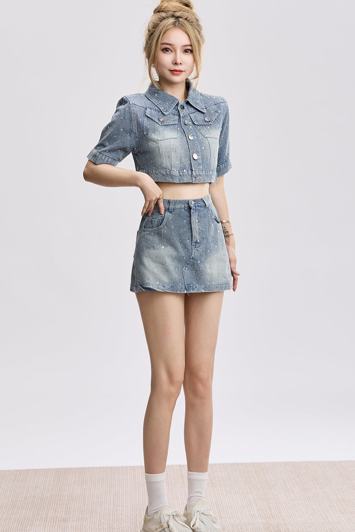 lame denim set-up DL1372