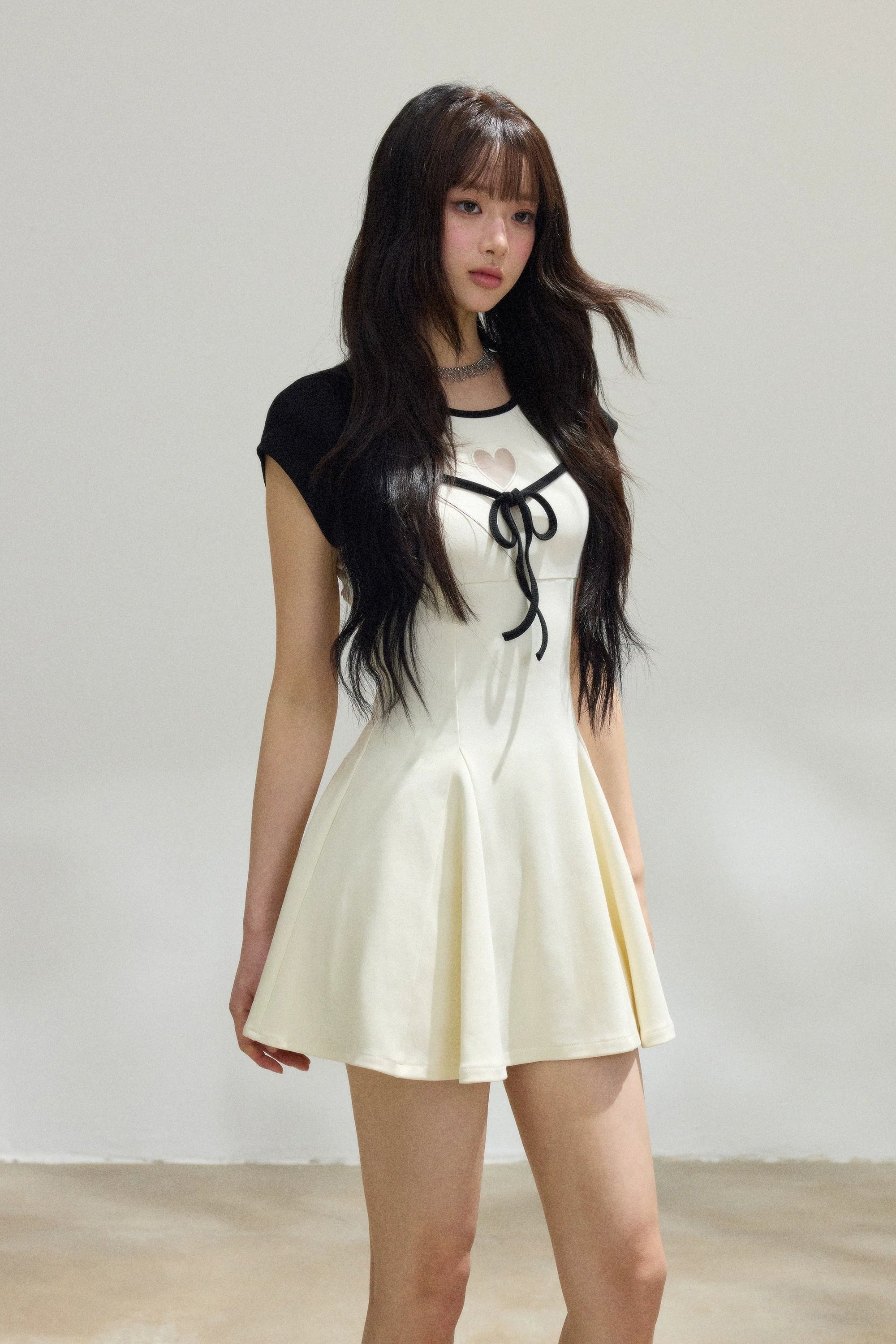 heart ribbon fit flare mini one-piece DL1525