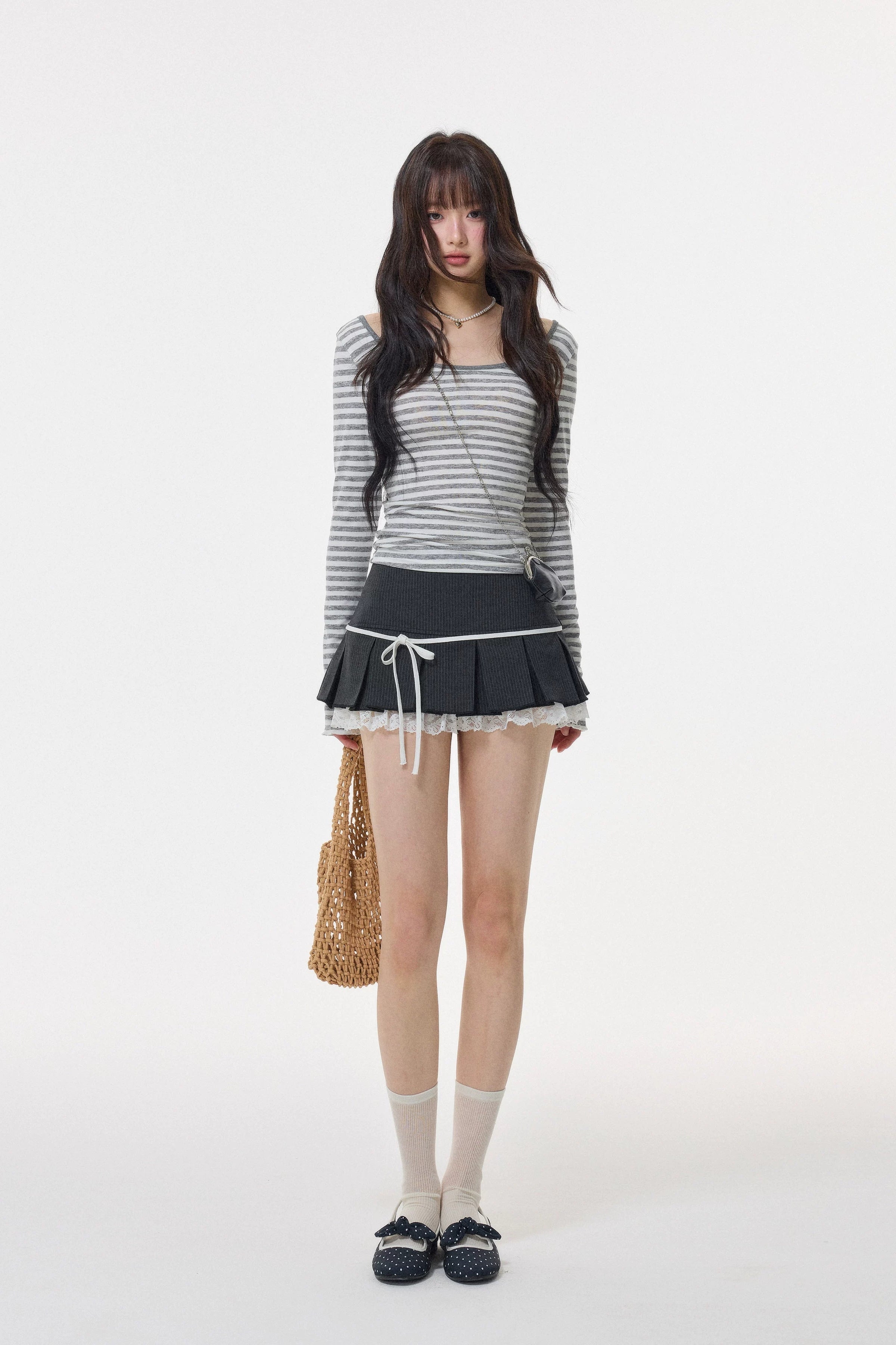 stripe ribbon flare tops DL1522
