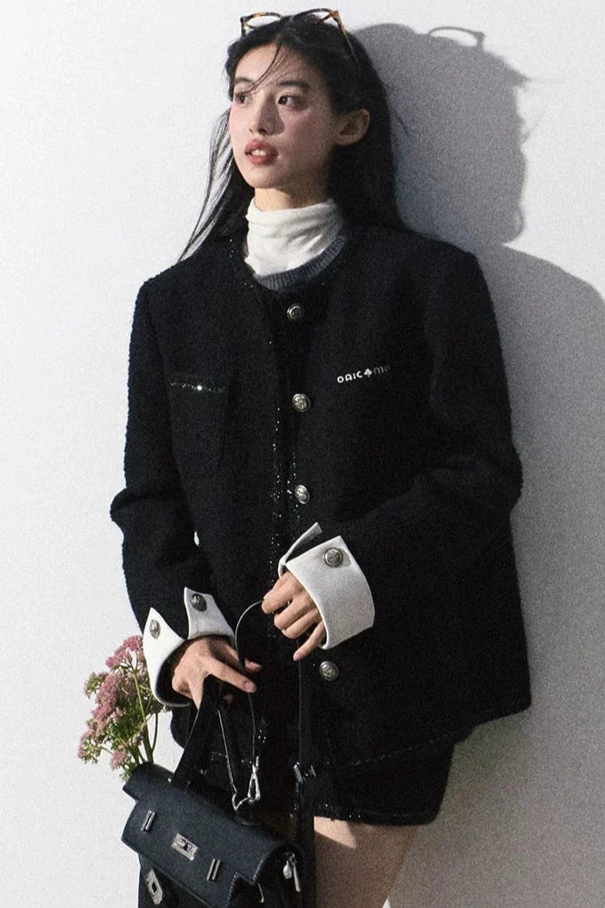 tweed line point black jacket DL10035