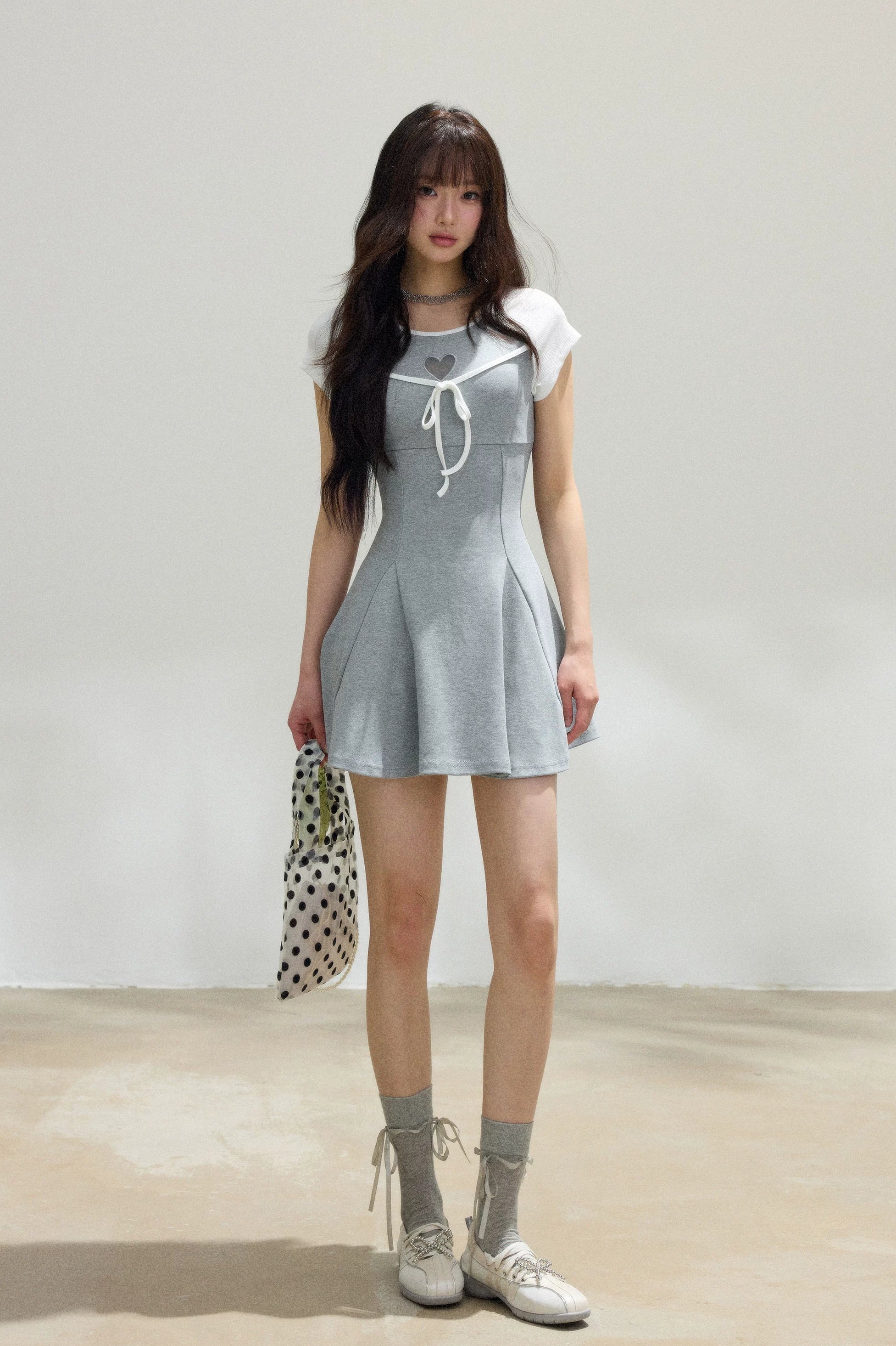 heart ribbon fit flare mini one-piece DL1525