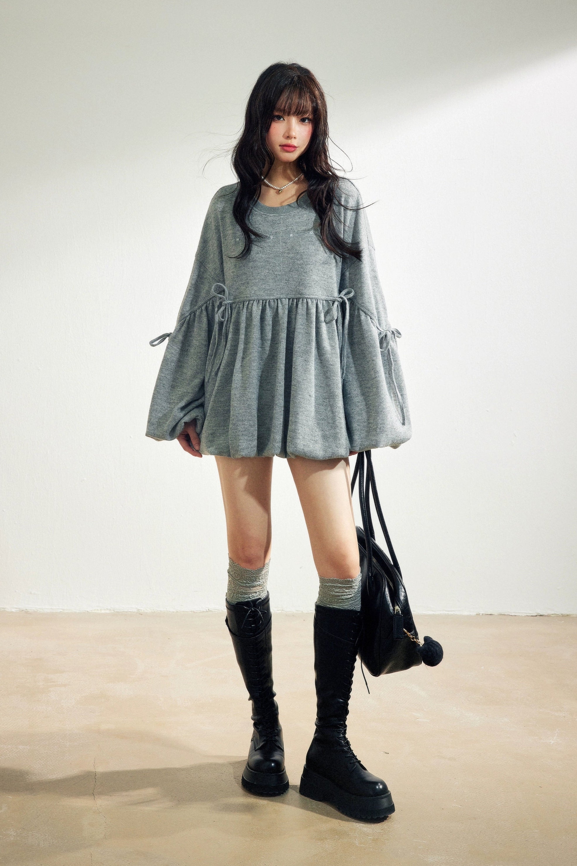 balloon hem sweat one-piece DL1447