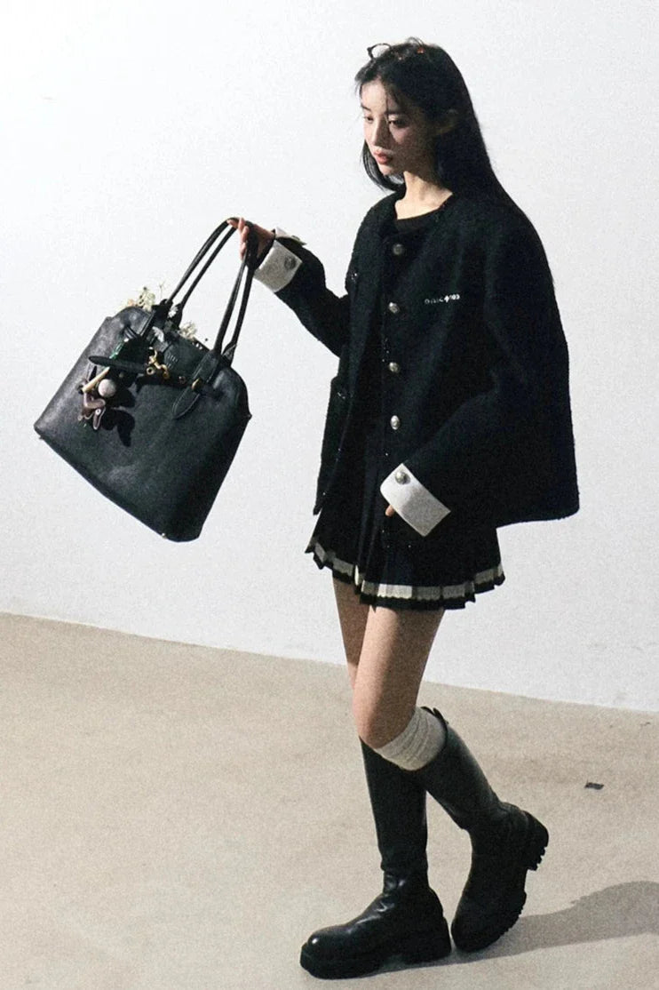 tweed line point black jacket DL10035