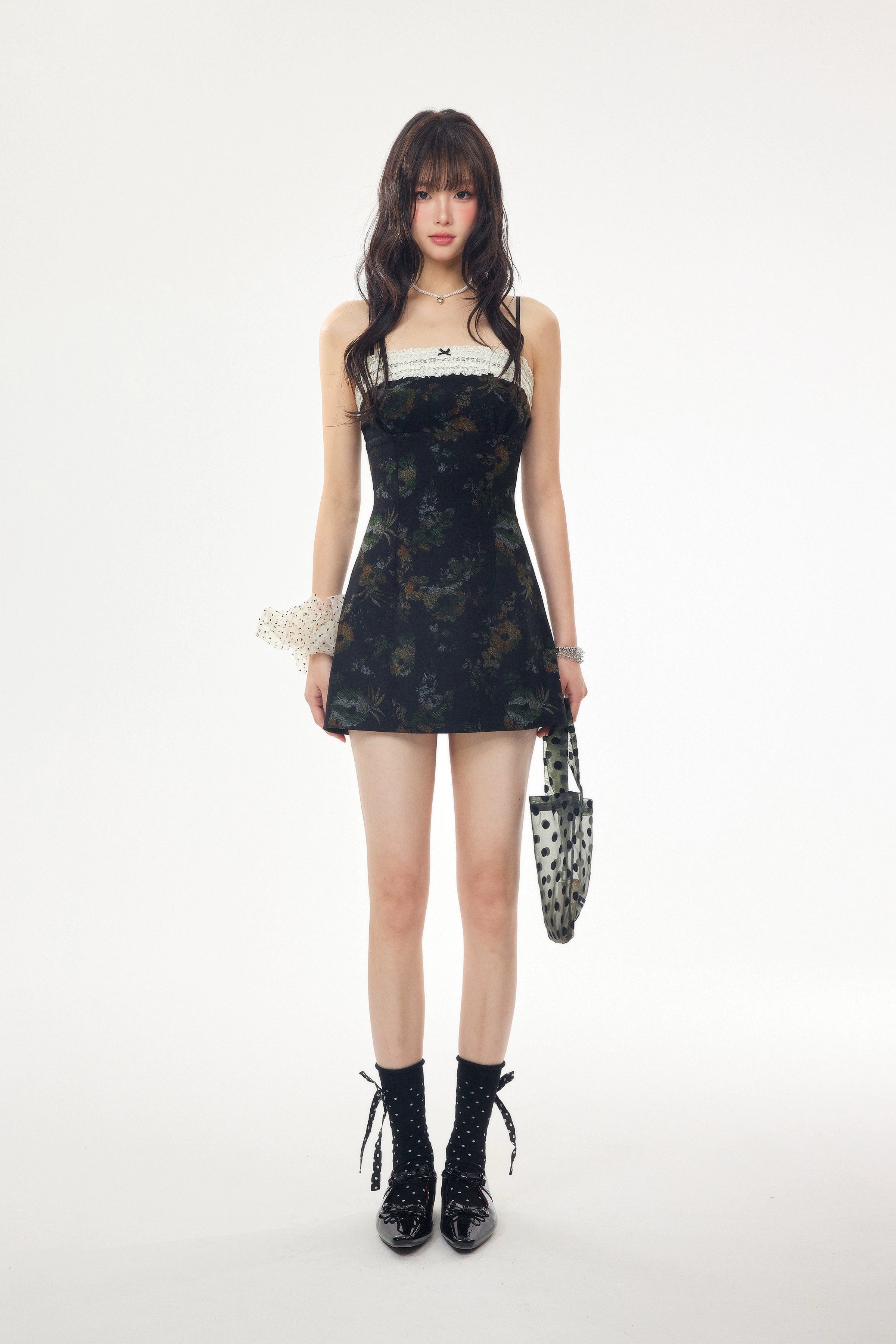 lace trim cami one-piece DL1436