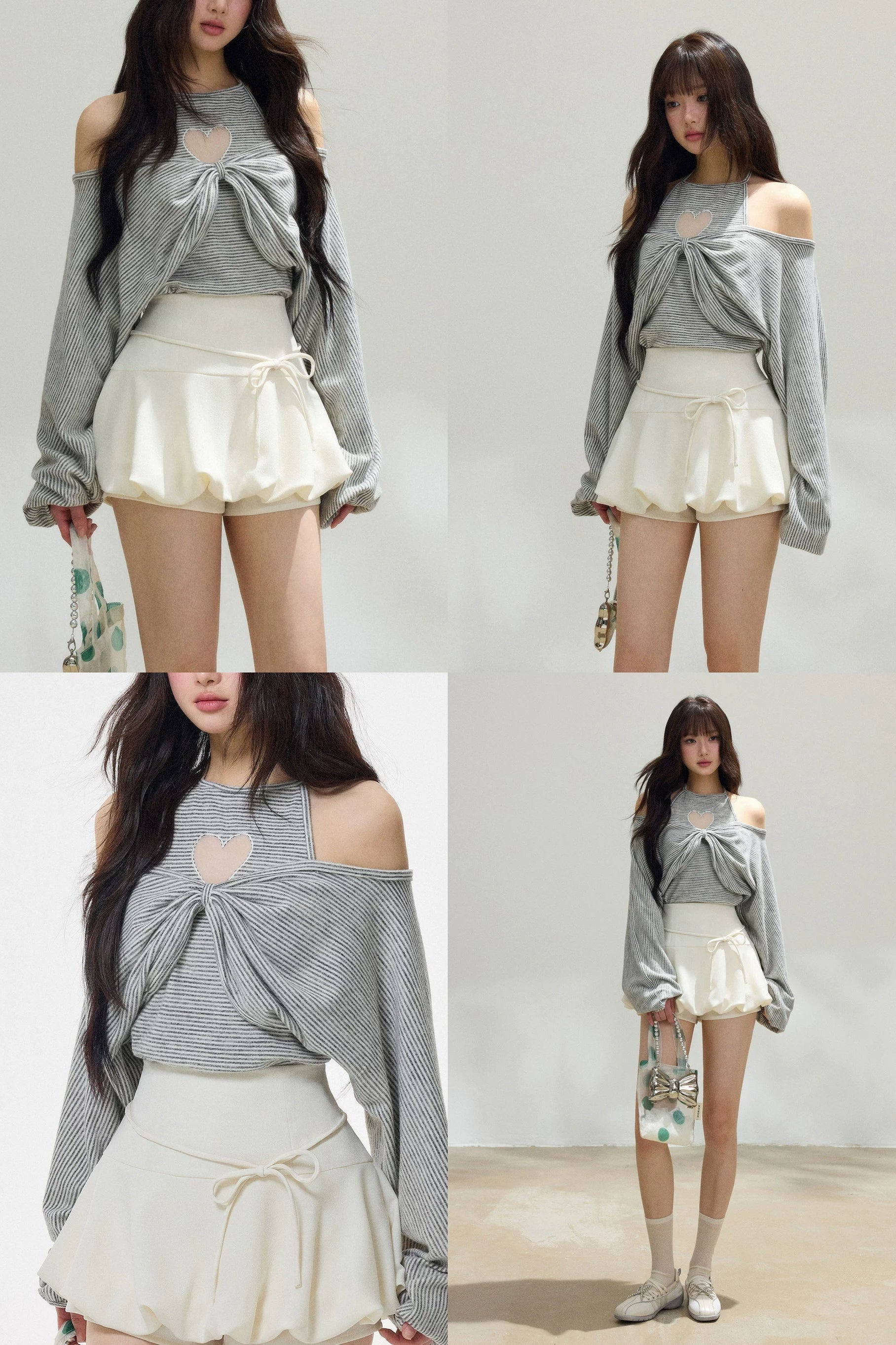 heart halter layered tops DL1521