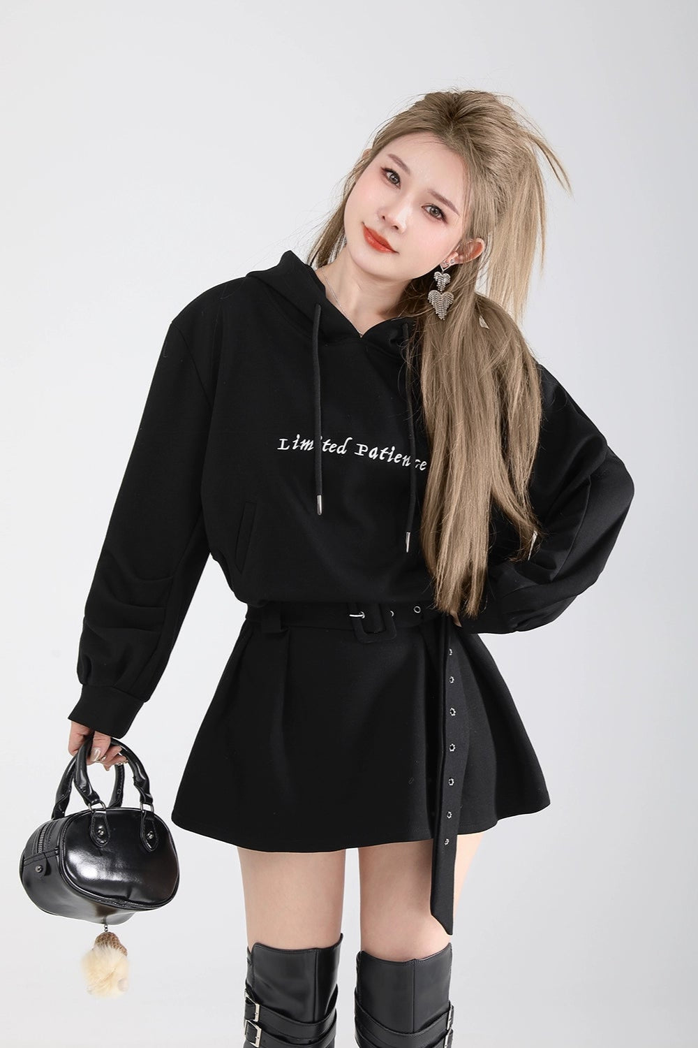 belted hoodie one-piece DL1462