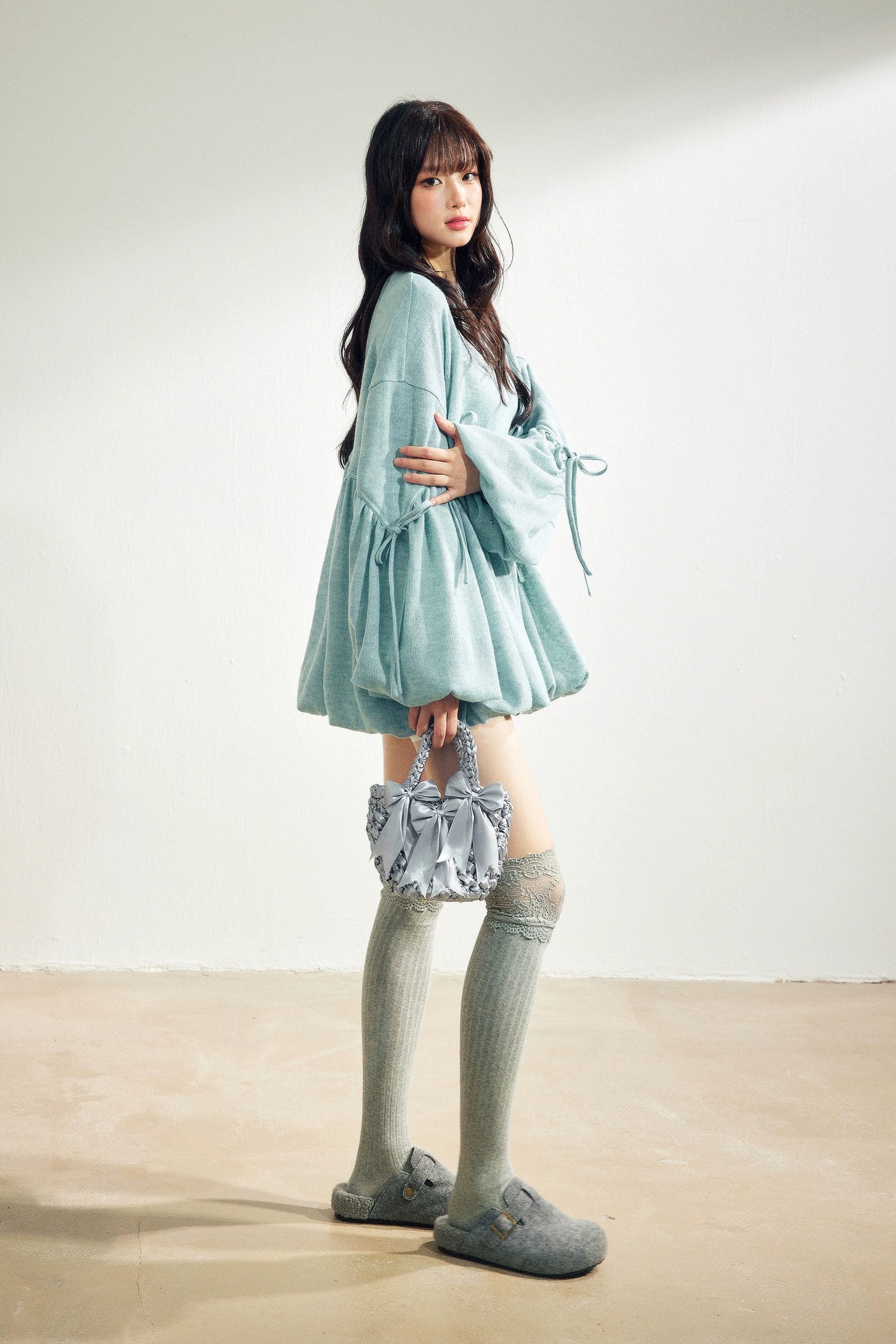 balloon hem sweat one-piece DL1447