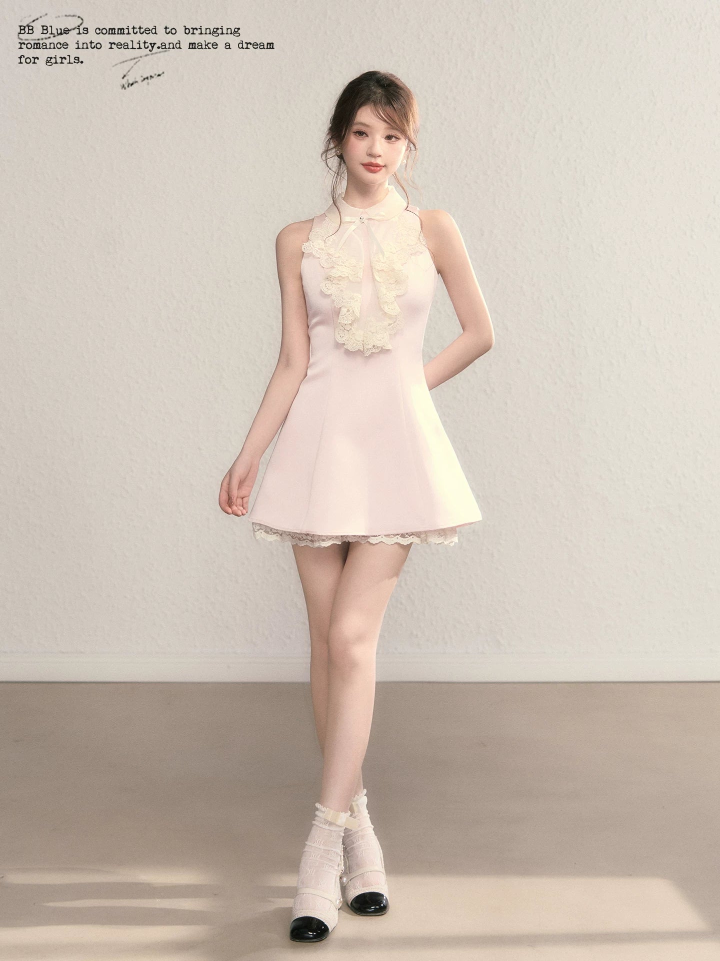 lace collar a-line mini dress DL1512