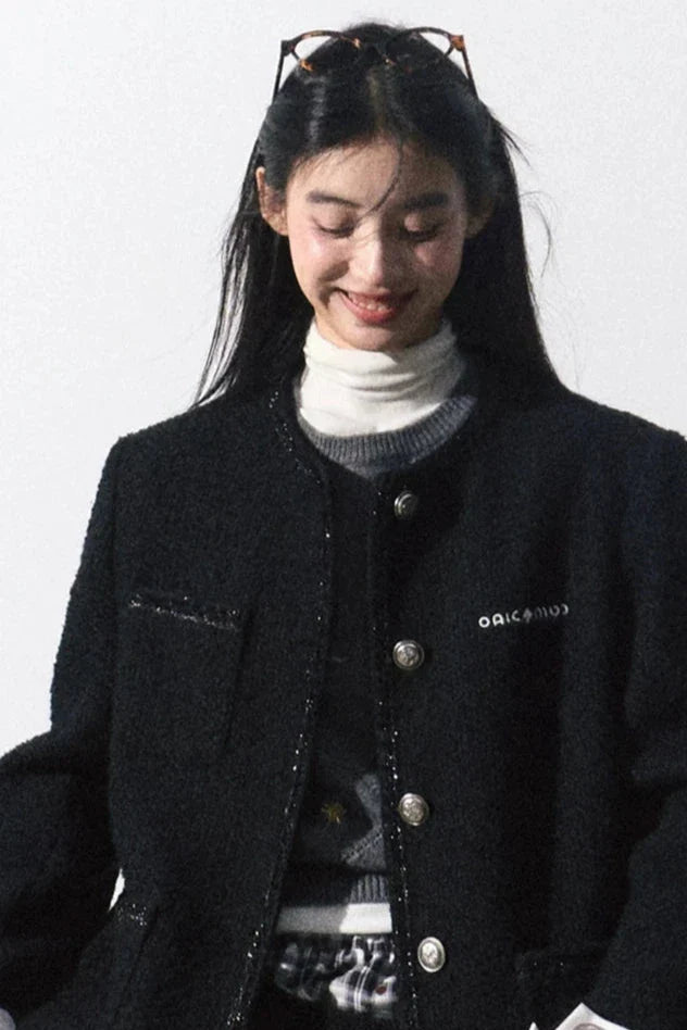 tweed line point black jacket DL10035
