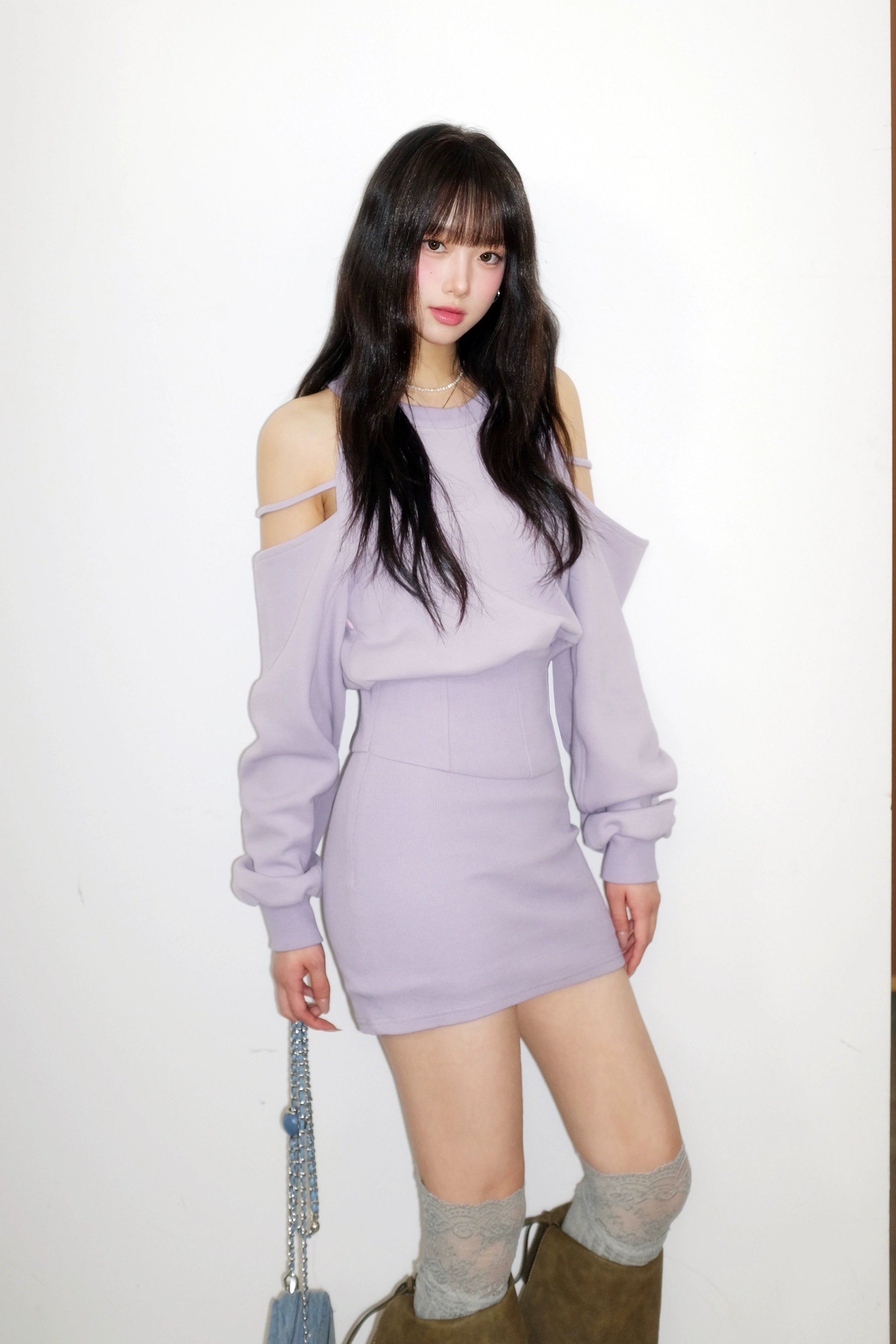 romantic shoulder cut one-piece DL1451