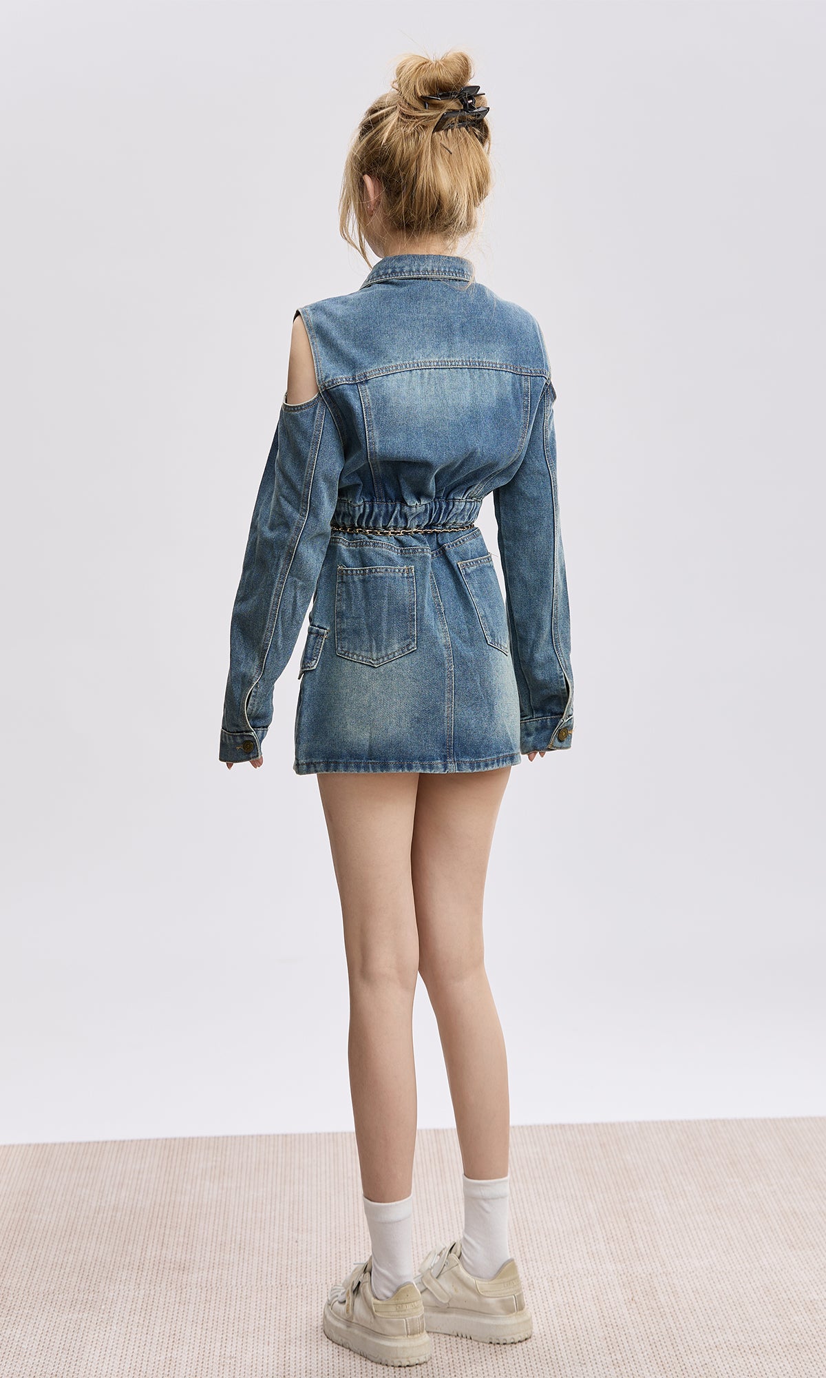 cold shoulder denim set up DL1373