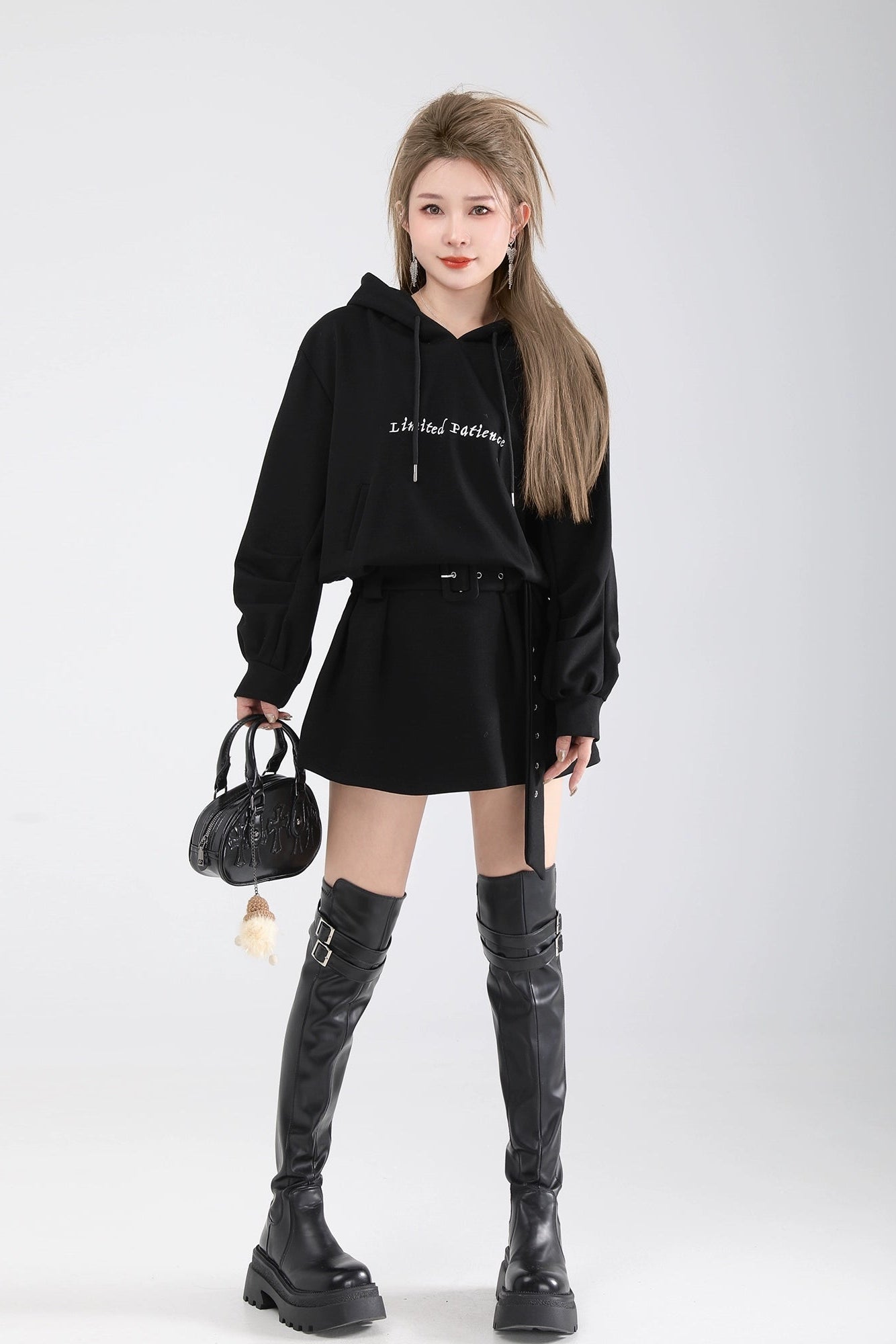 belted hoodie one-piece DL1462